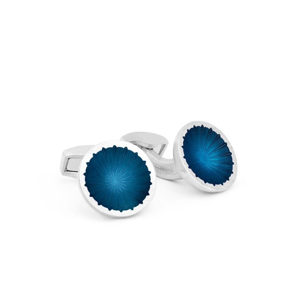 TATEOSSIAN Round Blue Cufflinks for Men - Elegant Dress Accessories for Weddings, Business & Formal Events