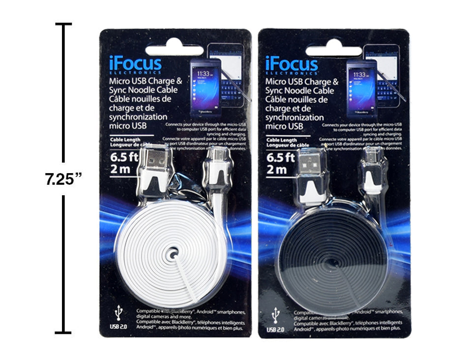iFOCUS 2M Micro USB Charge and Sync Cable - Fast Charging & Data Transfer for Smartphones, Tablets, Cameras & More - Perfect for Home, Office & Travel Use
