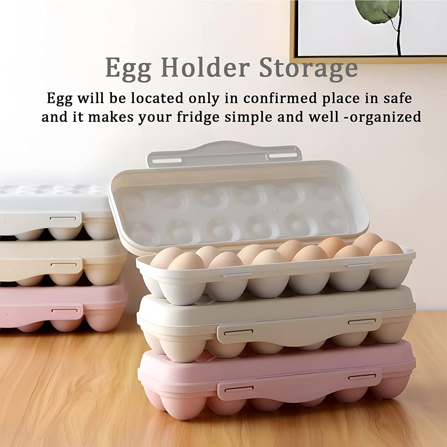 Plastic Egg Tray Holder with Lid - 12-Capacity Refrigerator Storage Organizer for Fresh Eggs (Grey) | Perfect for Kitchen Organization & Egg Protection