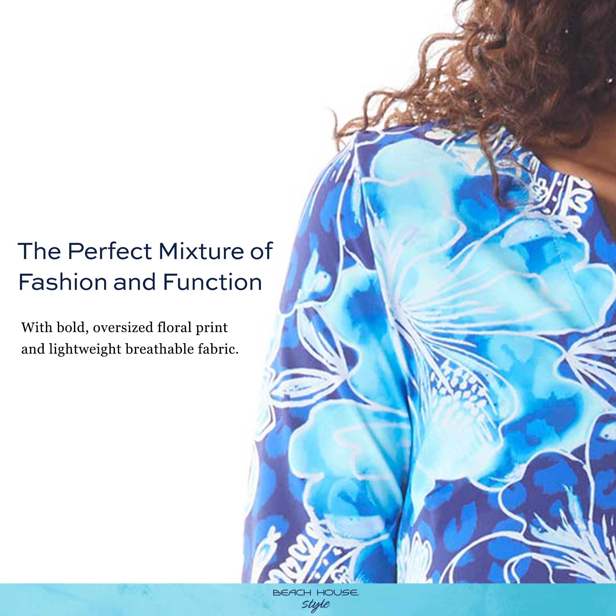 BEACH HOUSE Style Quinn Split Neck Tunic Dress - Wrinkle Resistant UPF 50+ Sun Protection Dress for Women | Perfect for Beach Vacations, Summer Outings & Resort Wear