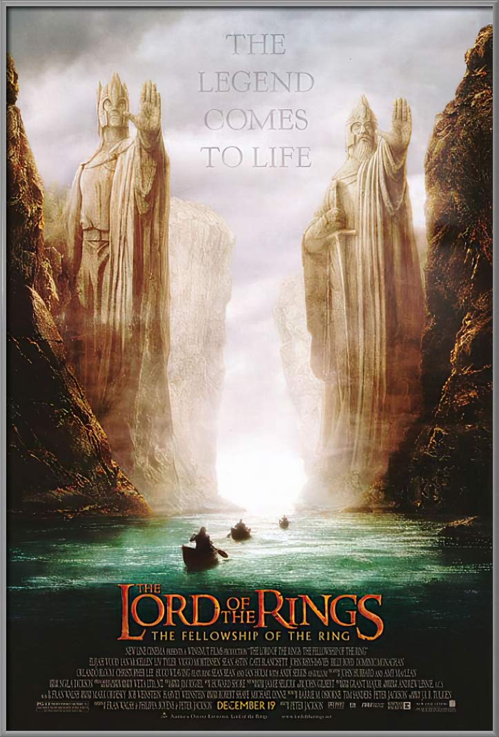 The Lord of The Rings Framed Movie Poster - The Fellowship of The Ring Argonath Teaser Print 27x40 Inches - Premium Wall Art Decor for Home Theater, Office & Fan Collection