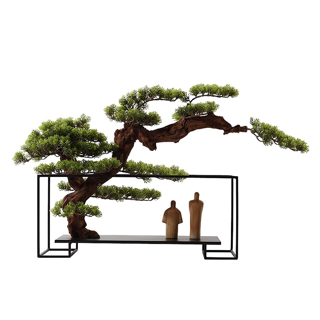 Artificial Bonsai Tree - Realistic Fake Conifer Plant with Metal Frame for Home & Office Decor | Zen Desk Decor, Modern Abstract Sculpture, Low-Maintenance Indoor Plants