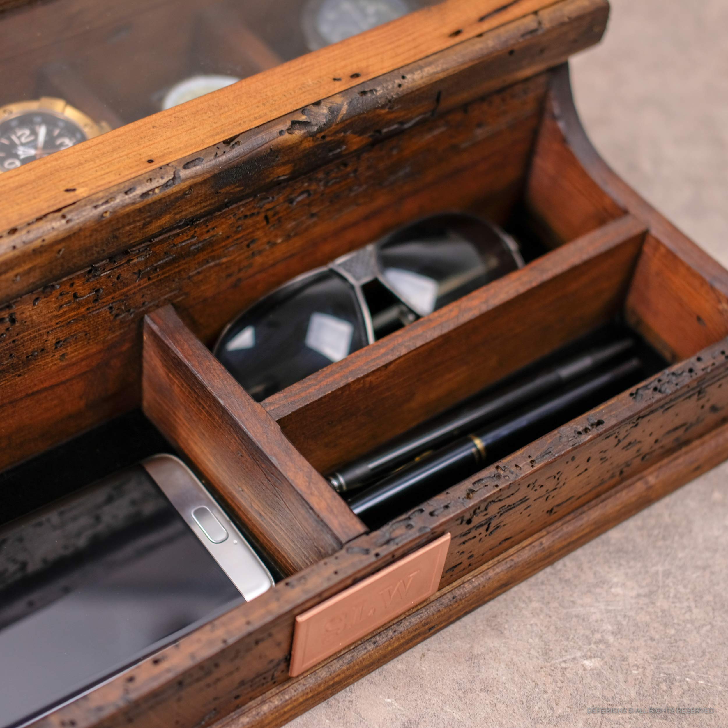 Premium Wooden Watch Box for Men - Holds 5 Watches, Luxury Watch Display Case & Valet Organizer - Perfect for Travel, Gifts & Watch Collection Storage