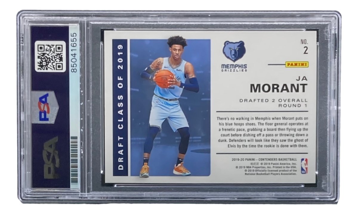 Ja Morant Autographed 2019-20 Panini Contenders #2 Rookie Card PSA/DNA Gem Mint 10 - Perfect for NBA Memorabilia Collectors & Basketball Fans