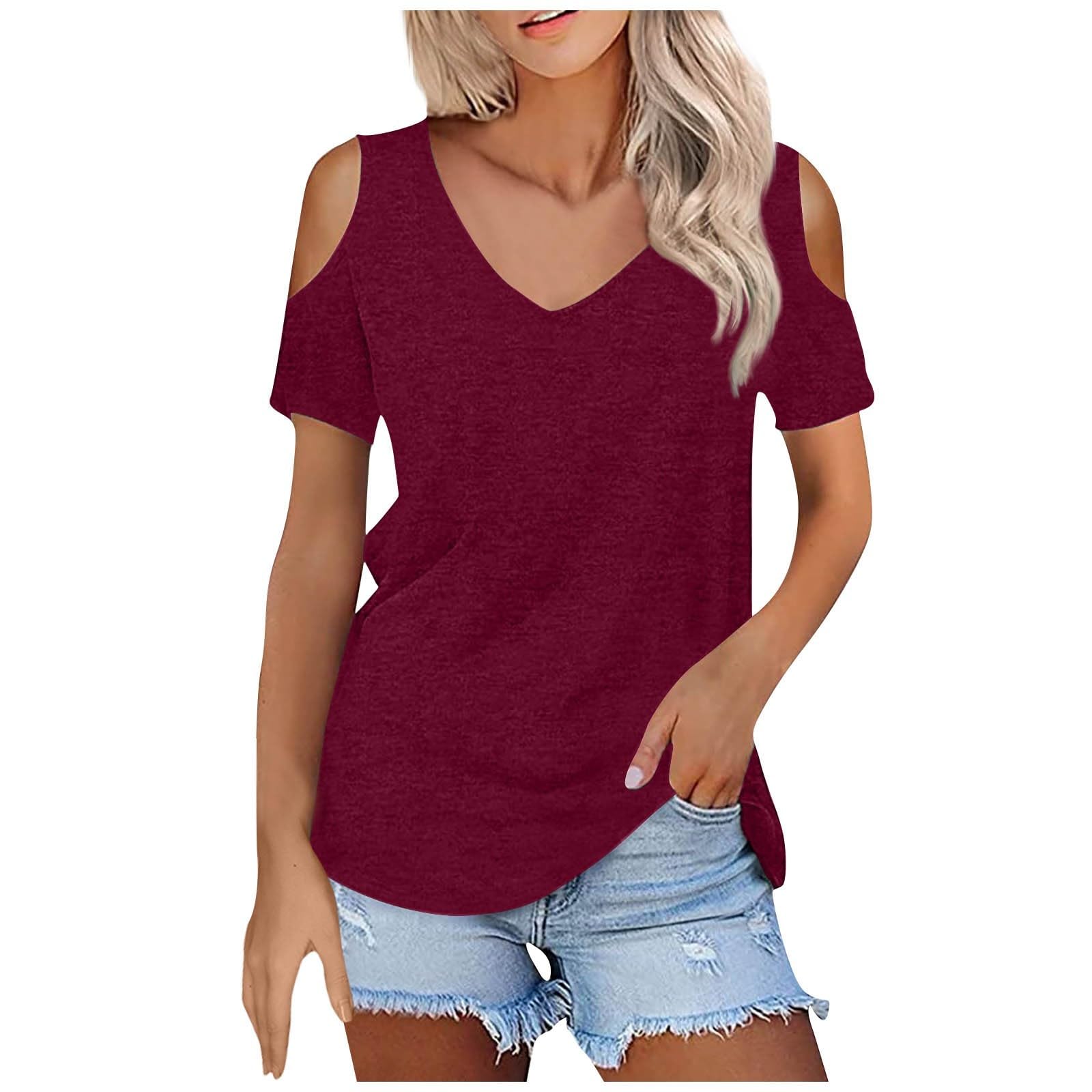Trendy 2024 Summer Outfits for Women - V-Neck Casual T-Shirts & Blouses | Comfortable Ladies Shirts & Clothes | Perfect for Beach, Vacation, and Everyday Wear