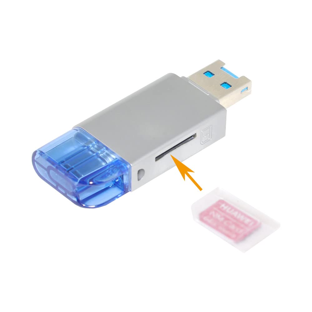 JSER USB-C to NM Card & Micro SD Card Reader - USB 2.0 Adapter for Huawei Phones, Laptops - Transfer Photos/Videos from Camera, Drone, Action Cam to Computer