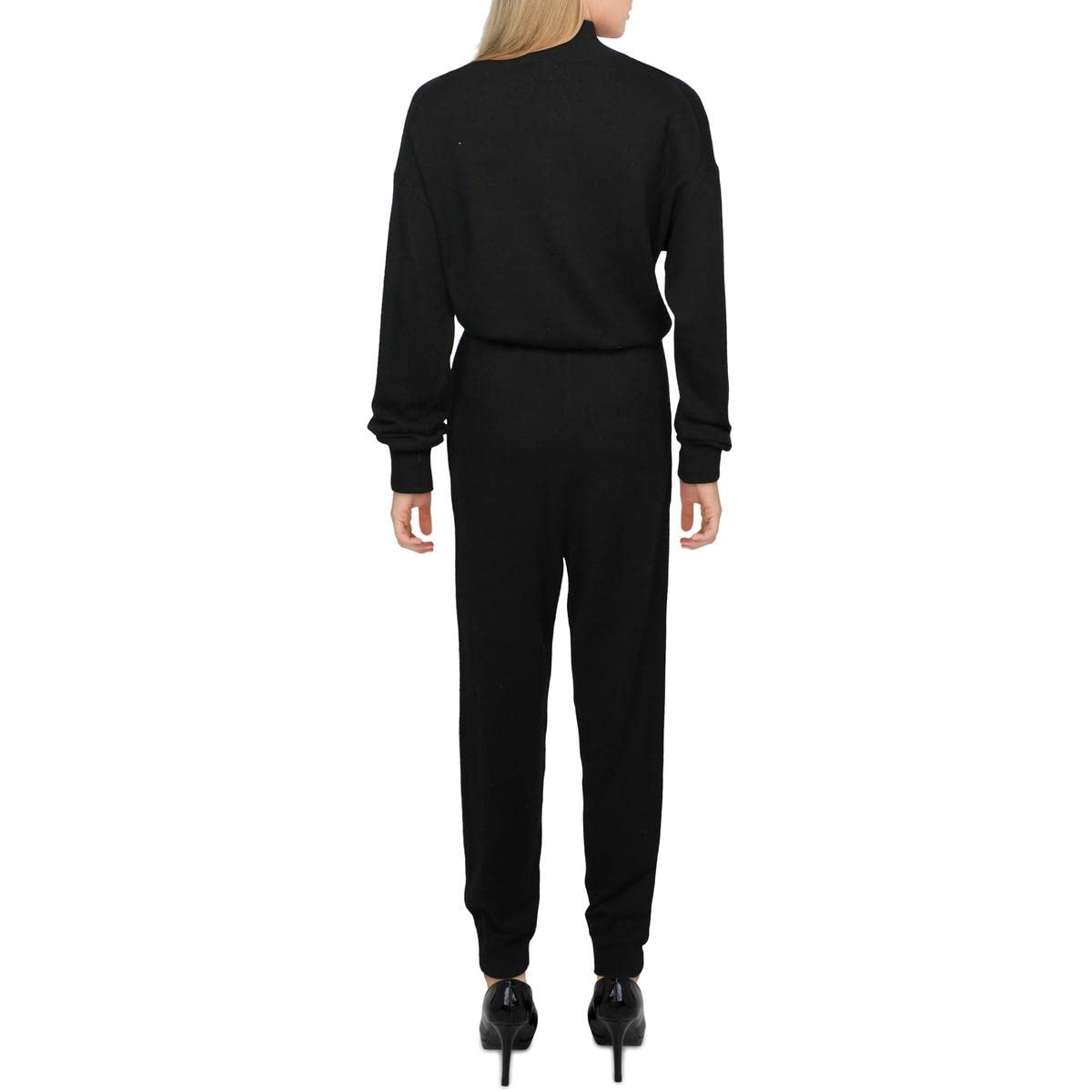 Women's Soft Wool Blend Jumpsuit - Black, Size M | Cozy Winter Outfit for Casual Wear & Travel