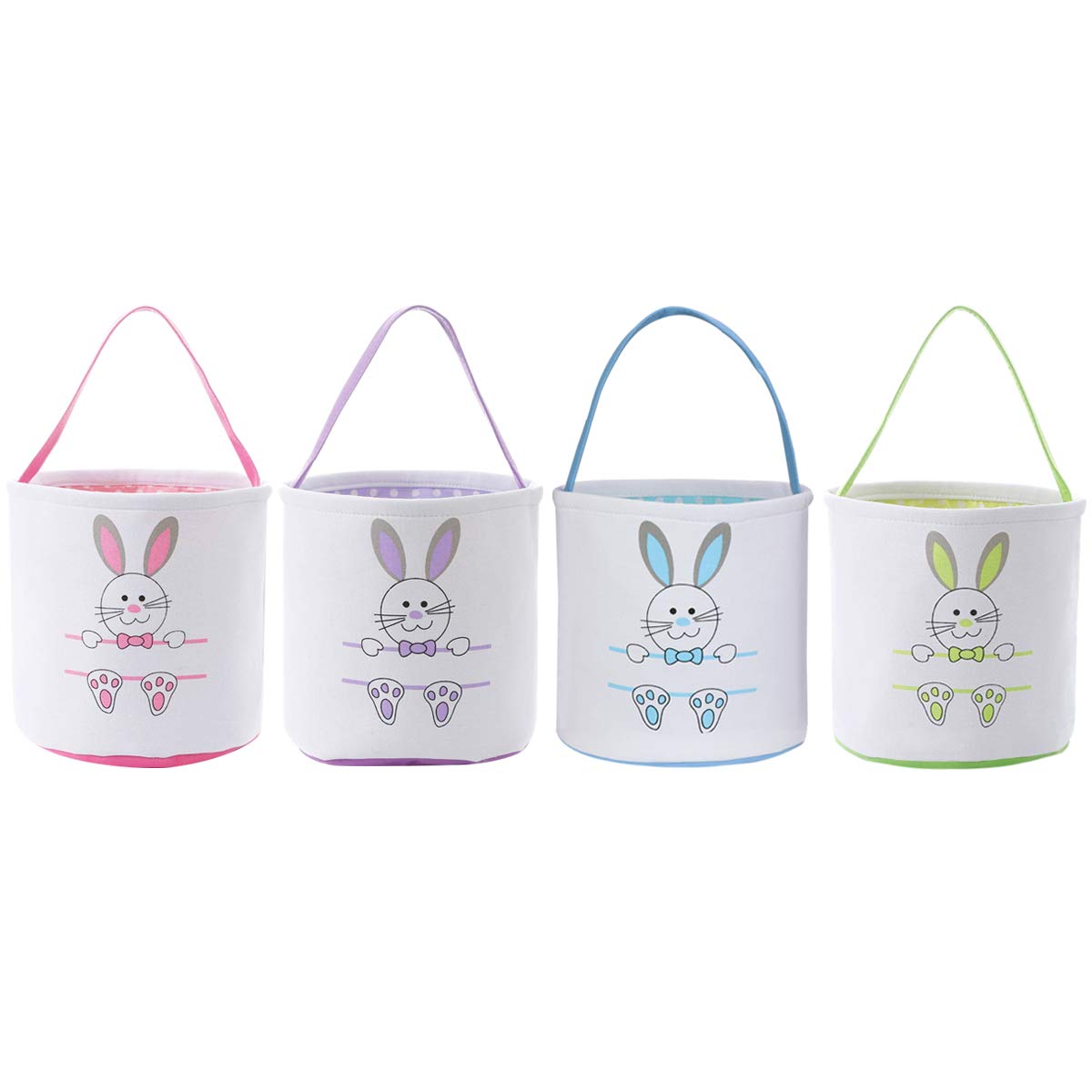 4 Pack Easter Bunny Basket Bags - Cute Rabbit Ear Tote Bags for Easter Egg Hunts, Candy Storage & Gift Giving (Set of 4) - Perfect for Easter Parties, Kids' Egg Hunt Games & Holiday Decorations