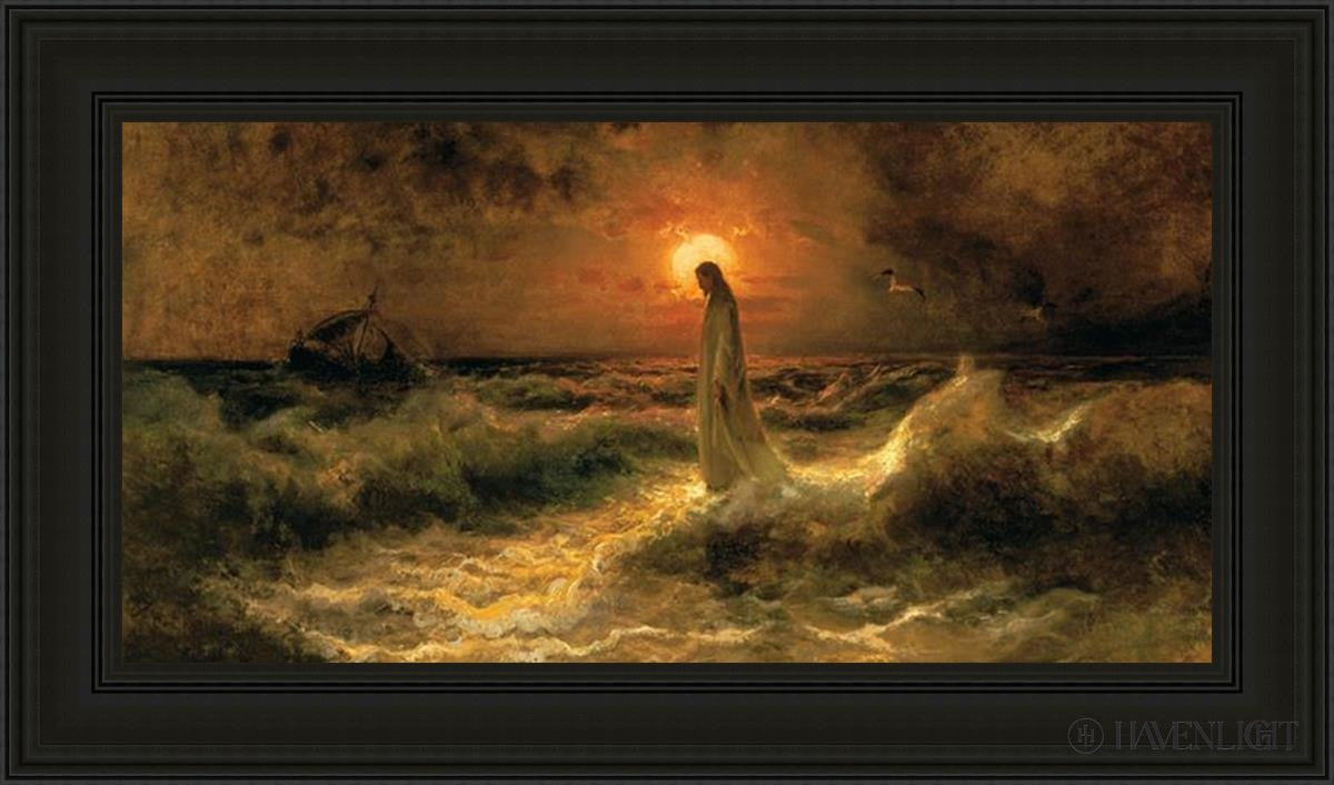 Christ Walking On The Water - Religious Wall Art Decor for Home, Church & Office - Inspirational Christian Painting for Faith-Based Interiors