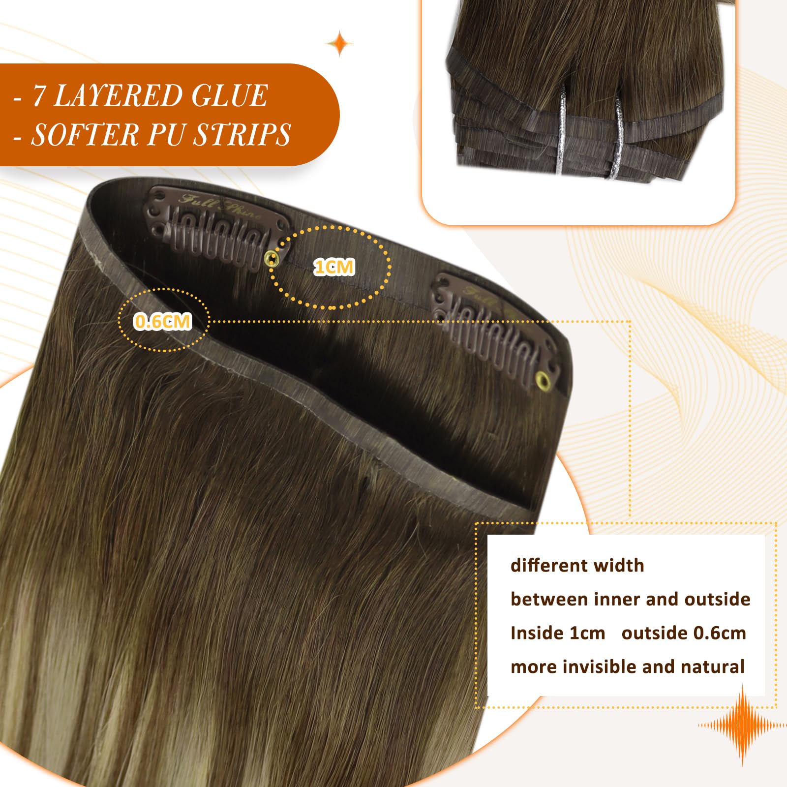 Silky Straight Brazilian Human Hair Extensions Clip-in 8Pcs 120g 22 Inch - Full Shine Brown to Honey Blonde Blend Remy Hair for Natural Volume & Length | Perfect for Parties, Weddings & Daily Styling