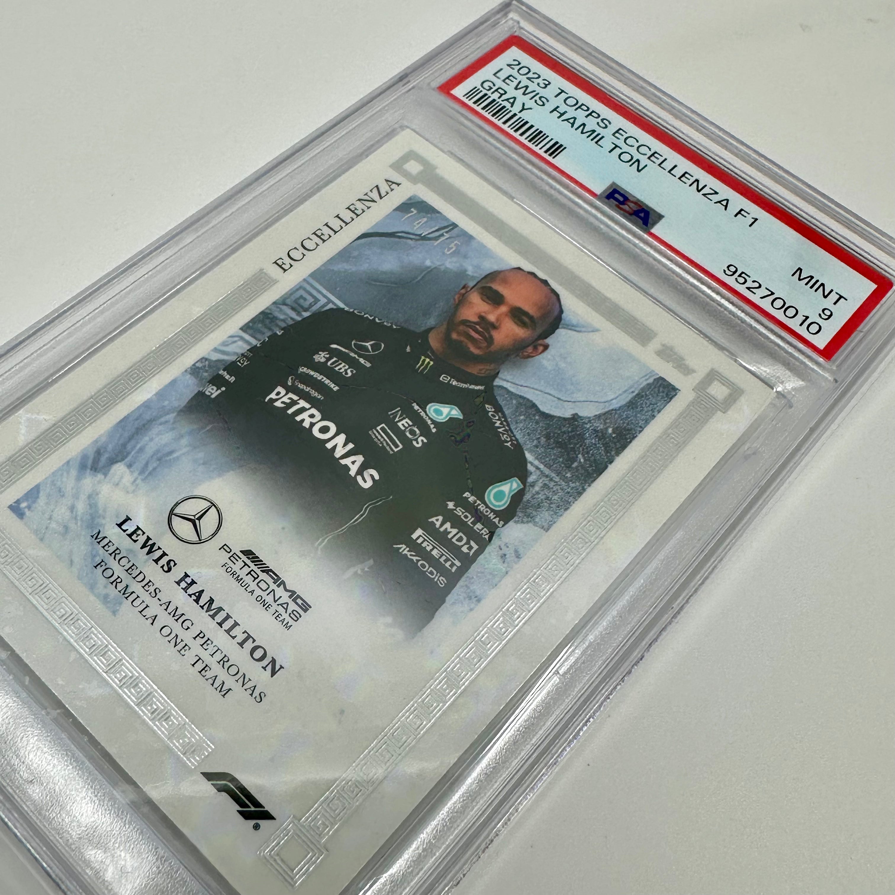 PSA 9 Graded 2023 Lewis Hamilton 74/75 Gray Eccellenza Trading Card - Perfect for Collectors, Investors & Formula 1 Fans