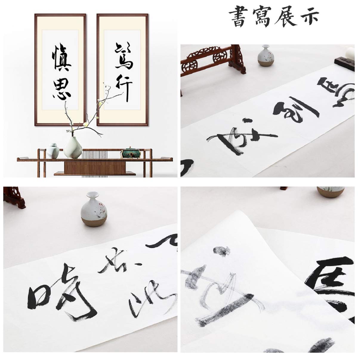 KYMY Chinese Japanese Calligraphy Paper Roll - Sumi Paper, Xuan Paper, Rice Paper for Writing, Painting, Ink Wash - 50cm x 25m Long Scroll Brush Ink Roll - Sheng (Raw) Xuan - Perfect for Calligraphy, Ink Painting, Scroll Art & Traditional Asian Art Projects