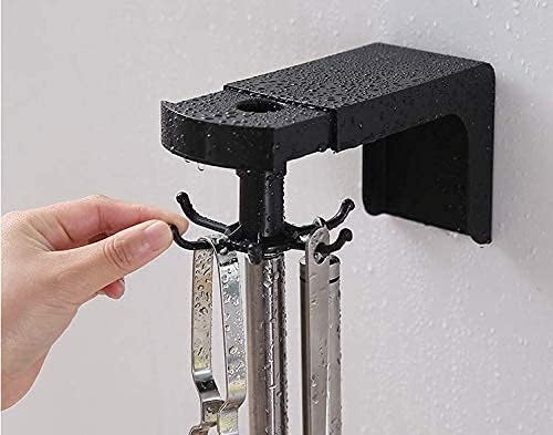 DEMOKRAZY Credence Utensil Drying Rack - 360° Rotating Dish Rack with 6 Hooks, Cutlery Holder & Hanger Hook, Black - Perfect for Kitchen Countertop, Dish Drainer & Utensil Organizer