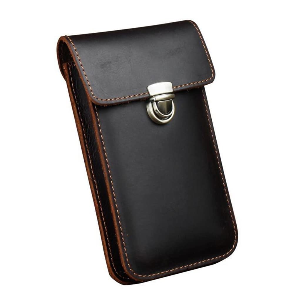 DXMRWJ Vintage Leather Waist Bag for Men - Crossbody Phone Pouch with Belt Strap - Black One Size - Perfect for Travel, Hiking & Everyday Carry
