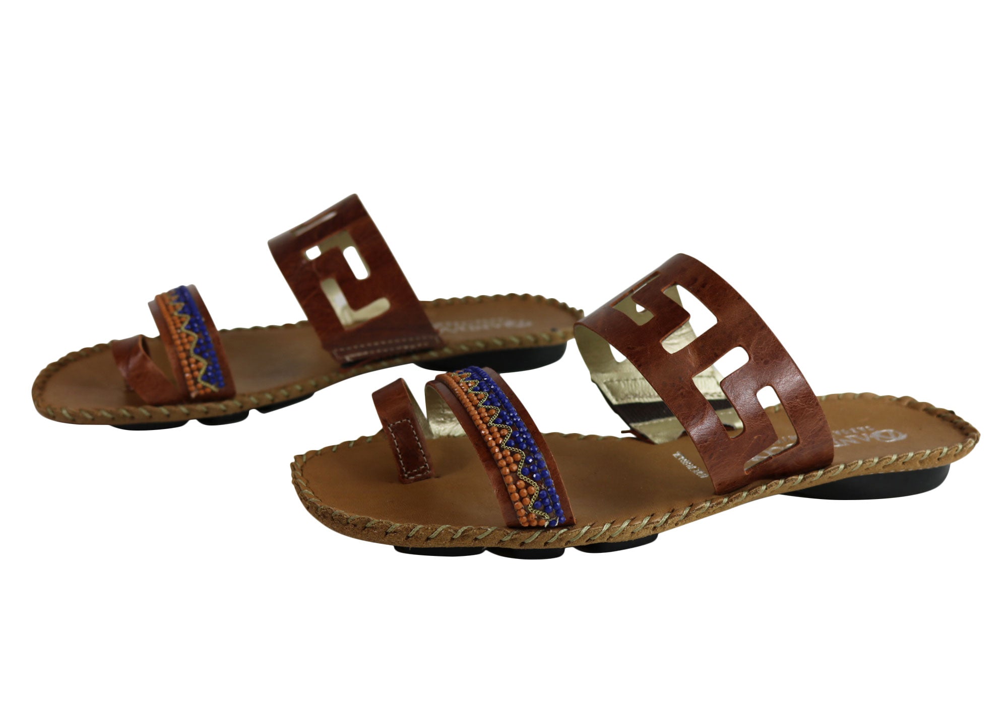 Andacco Energie Women's Comfortable Leather Flat Sandals - Handmade in Brazil - Perfect for Summer, Beach, Travel & Casual Outings