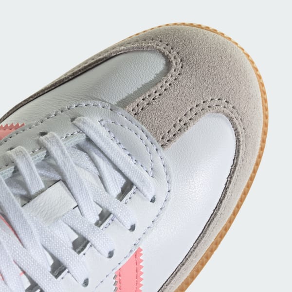 Adidas Kids' Samba OG Sneakers - White & Coral Pink | Classic Soccer-Inspired Shoes for Boys & Girls | Perfect for School, Sports & Casual Wear