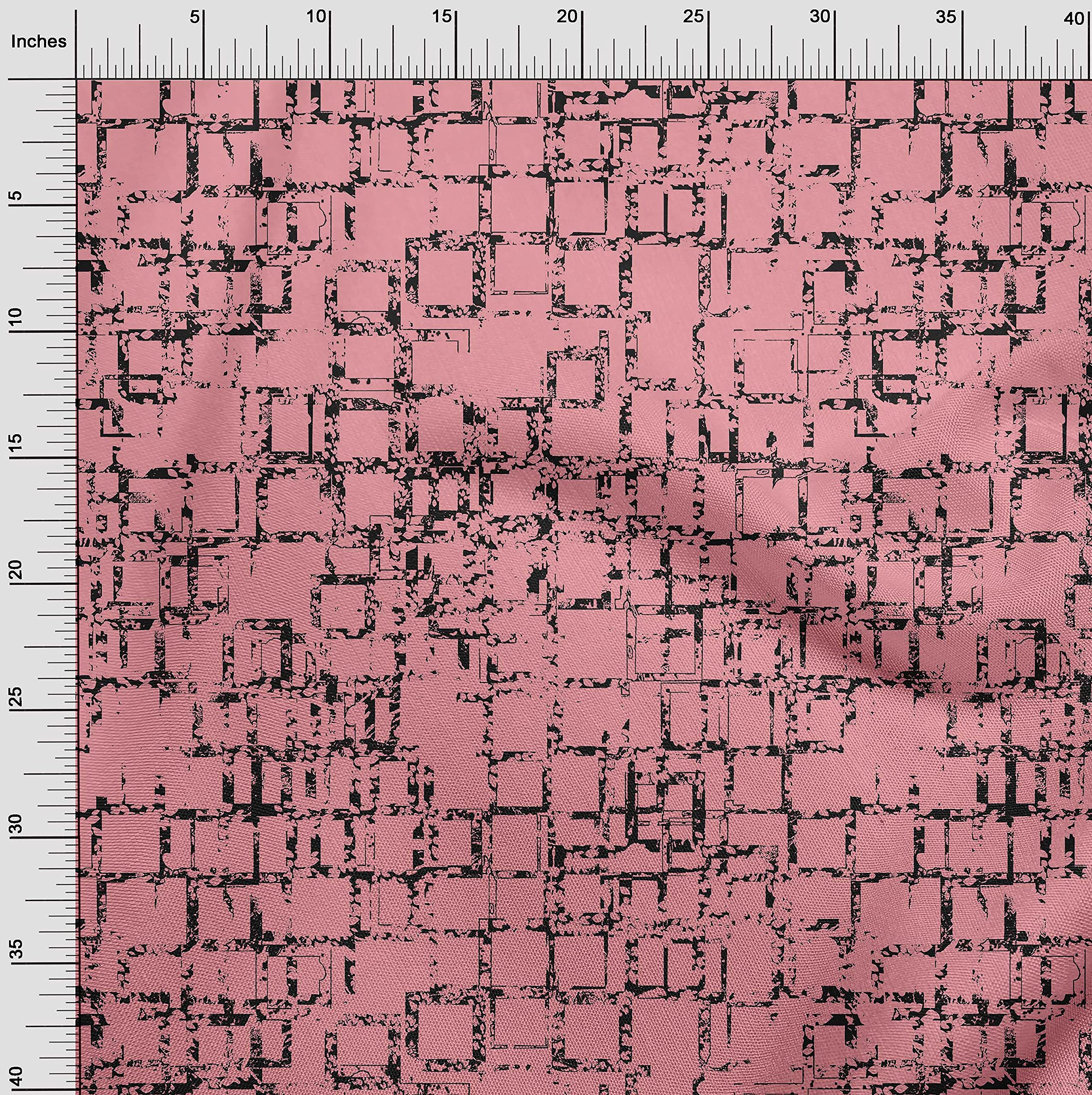 oneOone Rayon Medium Pink Geometric Print Fabric by The Yard - 56 Inch Wide Dress Material for DIY Fashion & Home Decor Projects
