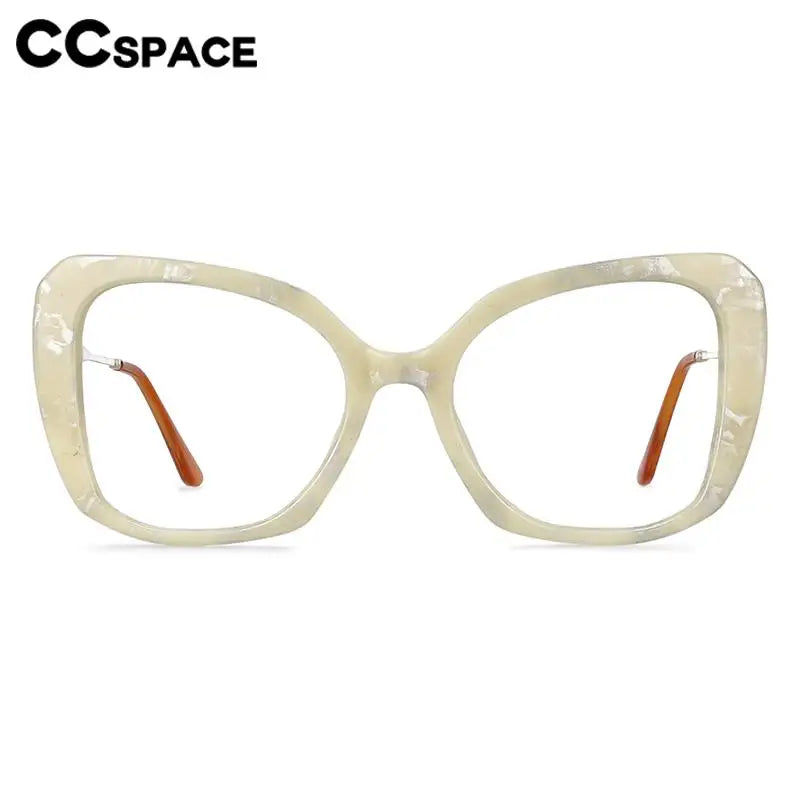 CCspace Women's Full Rim Large Cat Eye Reading Glasses - Plastic & Alloy Frame (R57092) - Perfect for Reading, Office Work, and Fashion Accessories