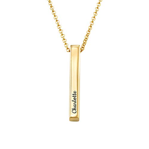 Personalized Name Engraved Bar Necklace - Custom Vertical Bar Pendant in Sterling Silver/Copper - Unique Birthday Gift for Women, Girlfriend, Wife - Perfect for Anniversaries, Valentine's Day & Special Occasions