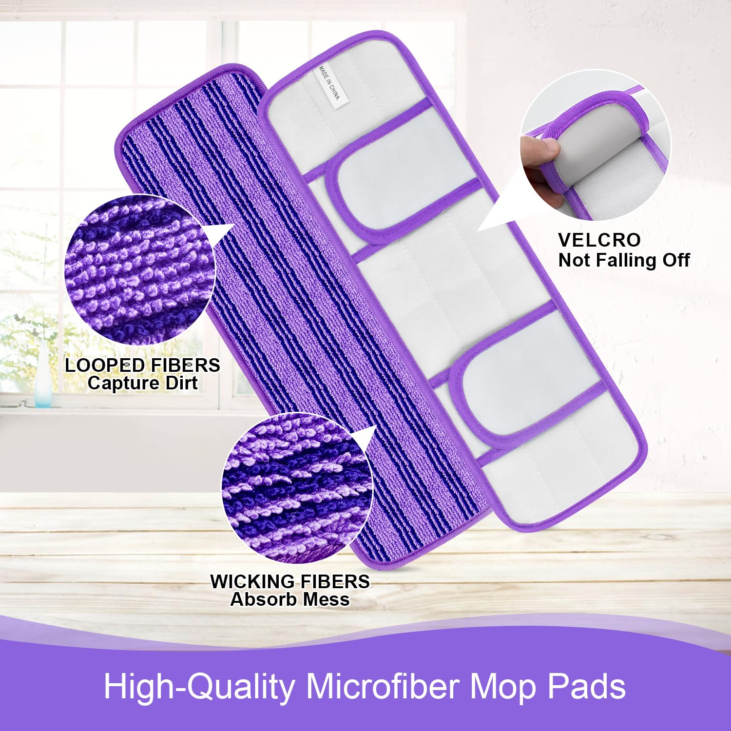 2 Pack Upgraded Reusable Mop Pads for Swiffer PowerMop - Washable Microfiber Refill Pads Replacement for Hardwood, Tile & Laminate Floors - Eco-Friendly Multi-Surface Cleaning Pads for Kitchen, Bathroom & Pet Areas