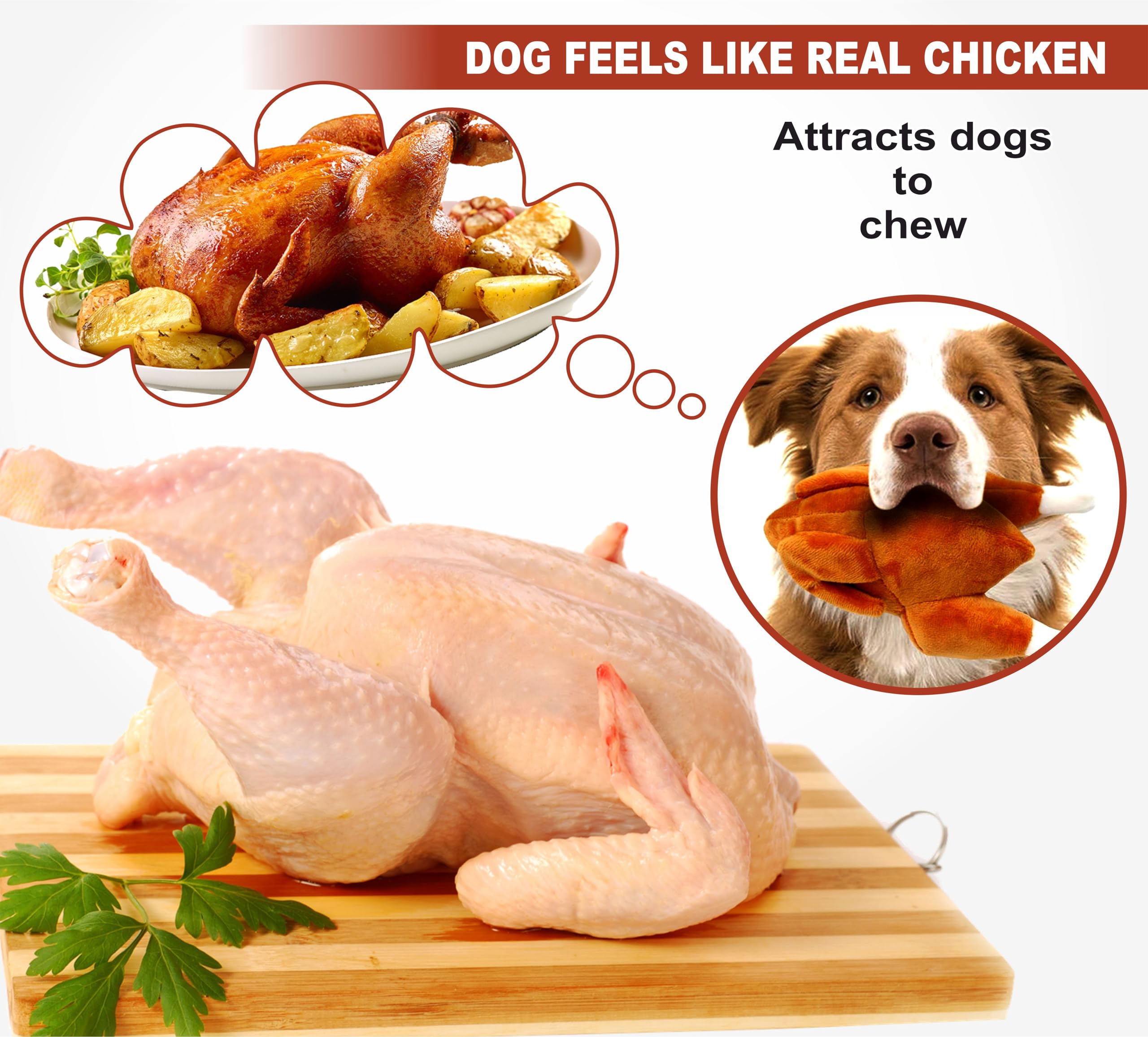Indestructible Thanksgiving Turkey Stuffed Chicken Roasted Dog Plush Toy - Durable Squeaky Chew Toy for Aggressive Chewers - Interactive Sound Pet Toy for Large Dogs - Perfect for Playtime, Training & Stress Relief