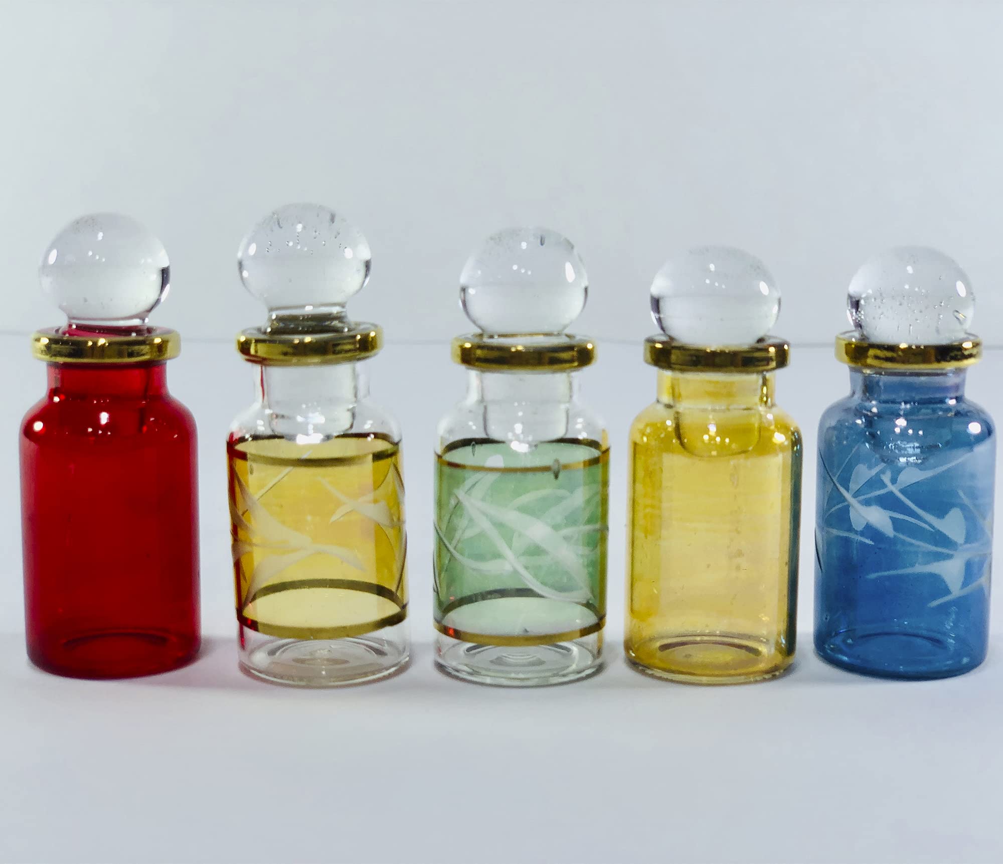 Egyptian Perfume Bottles Set - Handmade Glass Blown Vials for Home Decor & Gifts