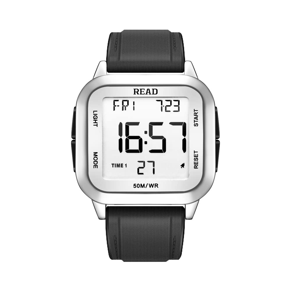 Waterproof Digital Watch for Men - Stainless Steel Case, LCD Display with Alarm, Stopwatch & Countdown - Perfect for Outdoor Sports, Running, Hiking & Daily Use