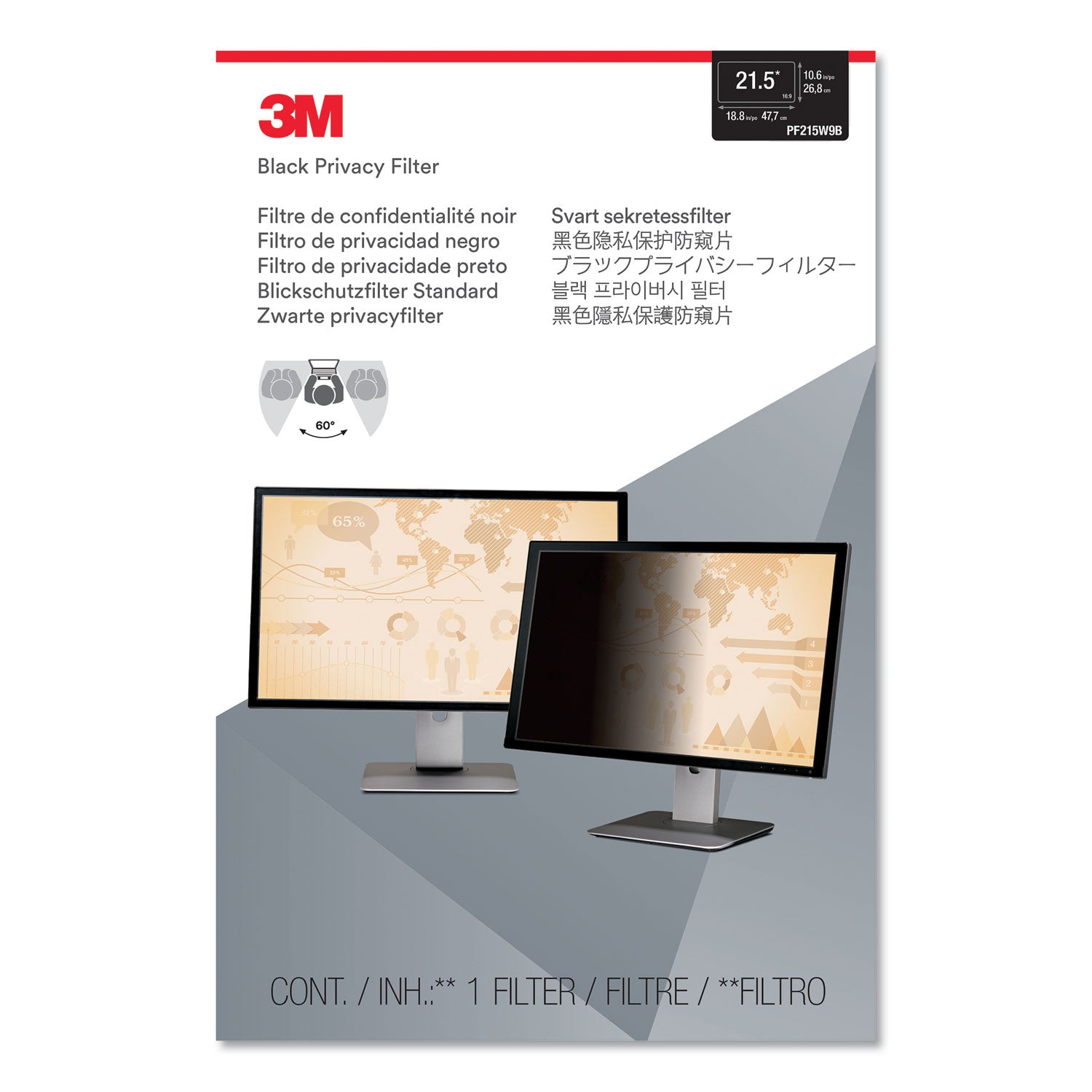 3M™ Frameless Blackout Privacy Filter for 21.5