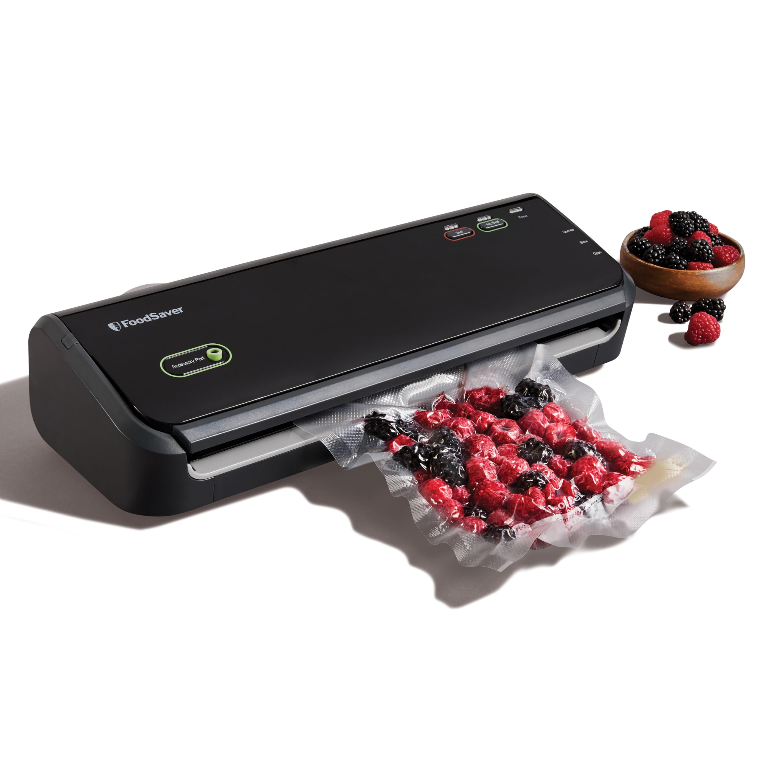 FoodSaver FM2010 Vacuum Sealer Machine with Handheld Sealer | 12 Bags & 2 Rolls | Black | For Meal Prep, Sous Vide & Food Storage