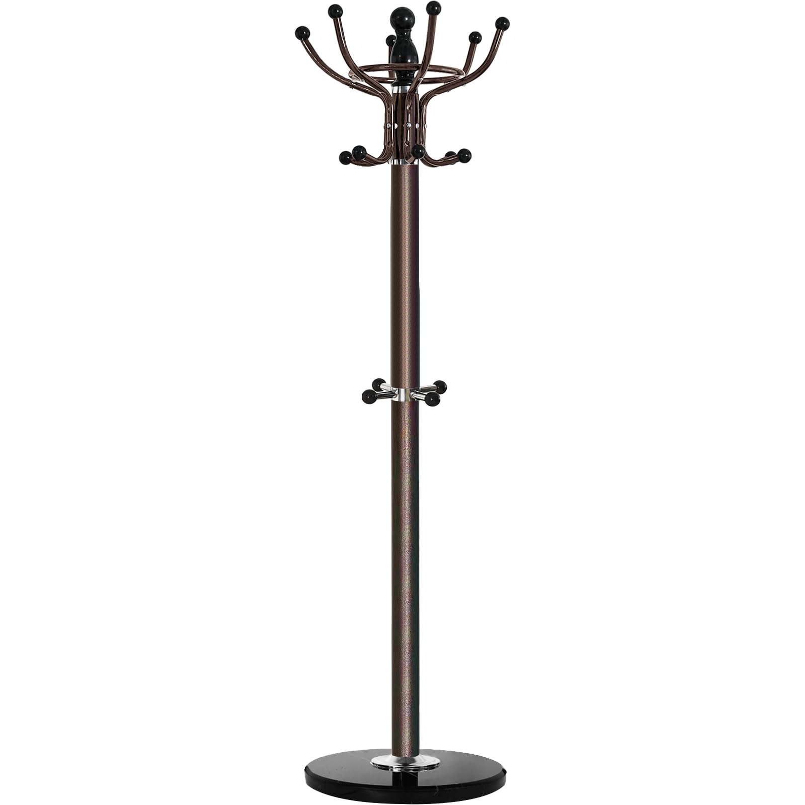 Kertnic 16-Hook Freestanding Metal Coat Rack with Natural Marble Base - Bronze Entryway Hall Tree for Jackets, Hats, Purses & Scarves | Easy Assembly Coat Hanger Stand for Home, Office & Mudroom Organization