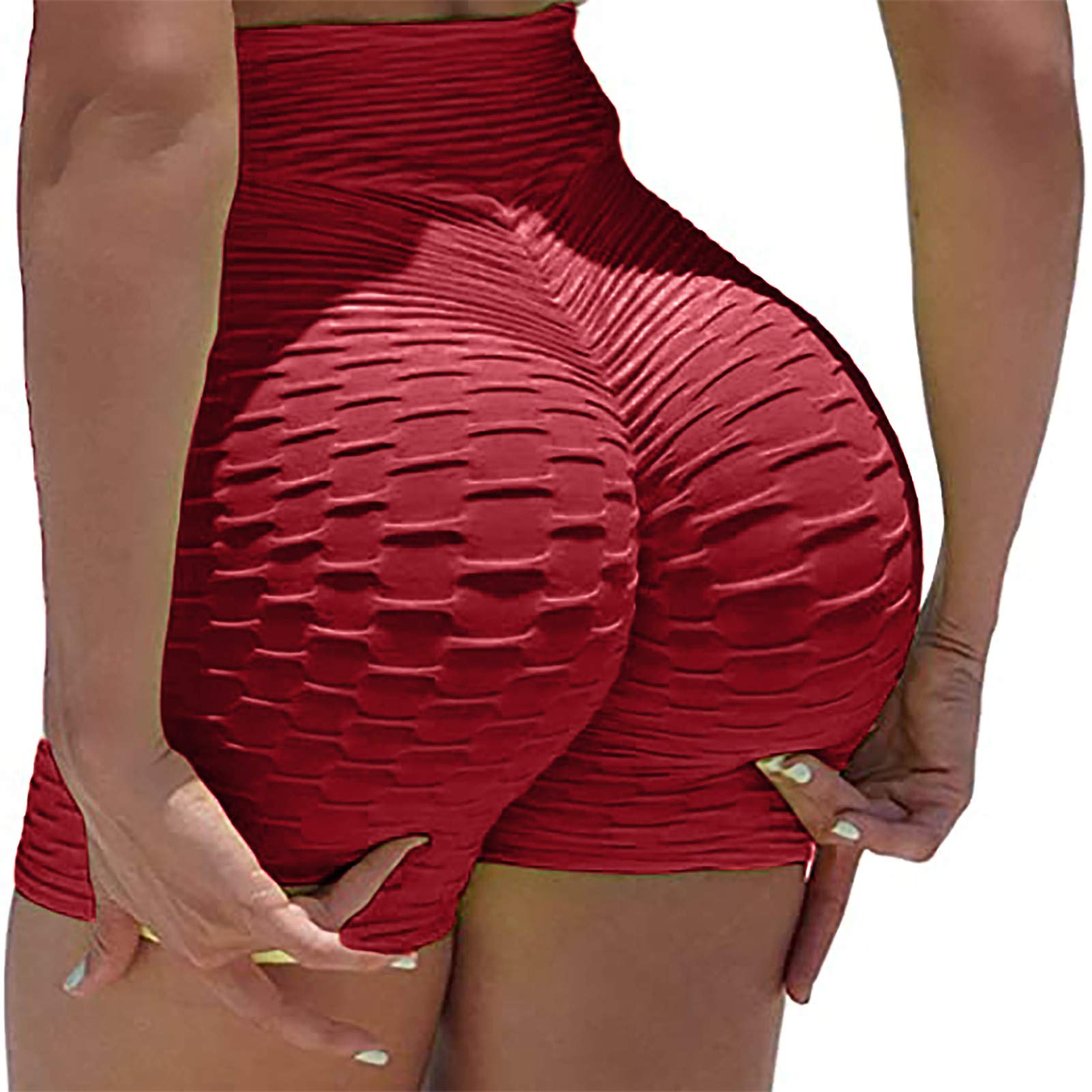 POLLYANNA KEONG Women's High Waisted Ruched Booty Shorts - Butt Lifting Yoga Running Workout Gym Athletic Shorts for Women - Perfect for Yoga, Running, Gym & Casual Wear