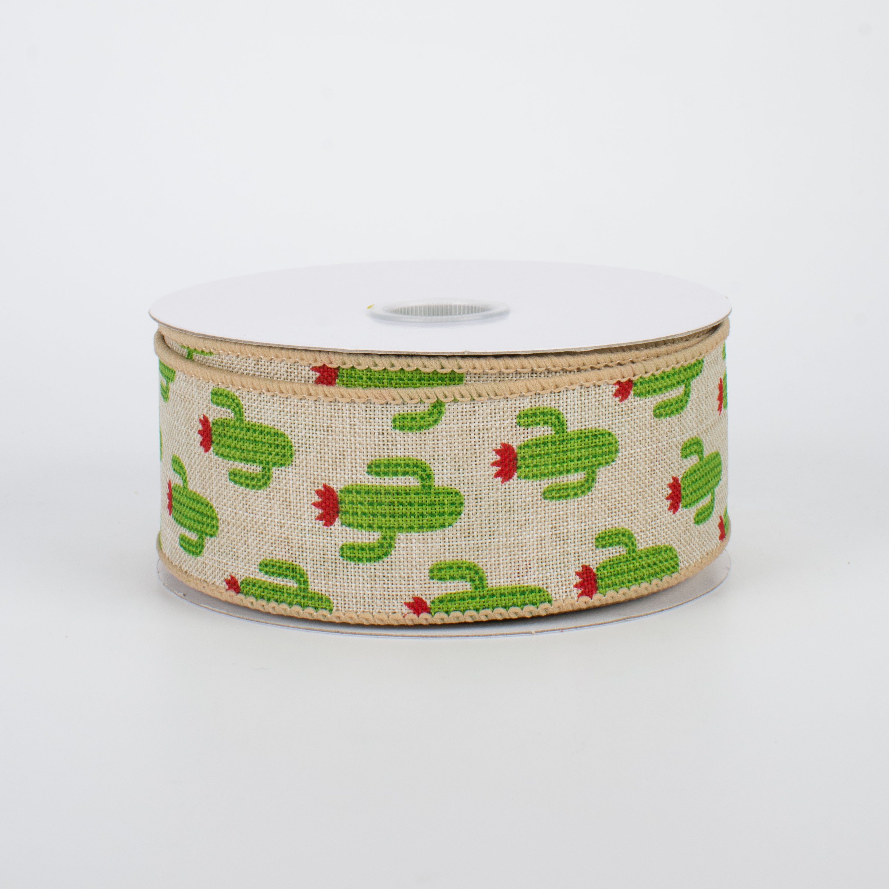 1.5 Inch Green Cactus Ribbon - Natural Cotton Decorative Ribbon (10 Yards) for Gift Wrapping, DIY Crafts, and Party Decorations