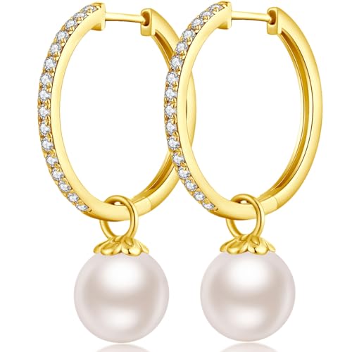 D2-hoop earrings with swarovski pearl 23mm gold