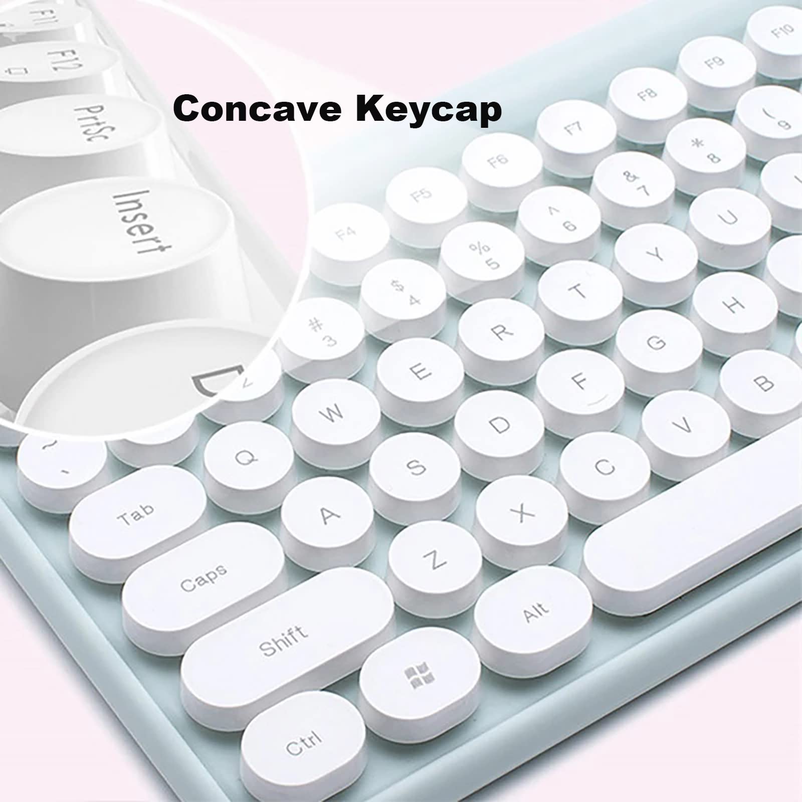 Wireless Keyboard and Mouse Combo - 2.4G Ultra Thin Ergonomic Cordless Keyboard with USB Optical Mouse for PC, Laptop, Notebook - Punk Style Light Green - Perfect for Office Work, Gaming & Home Computing