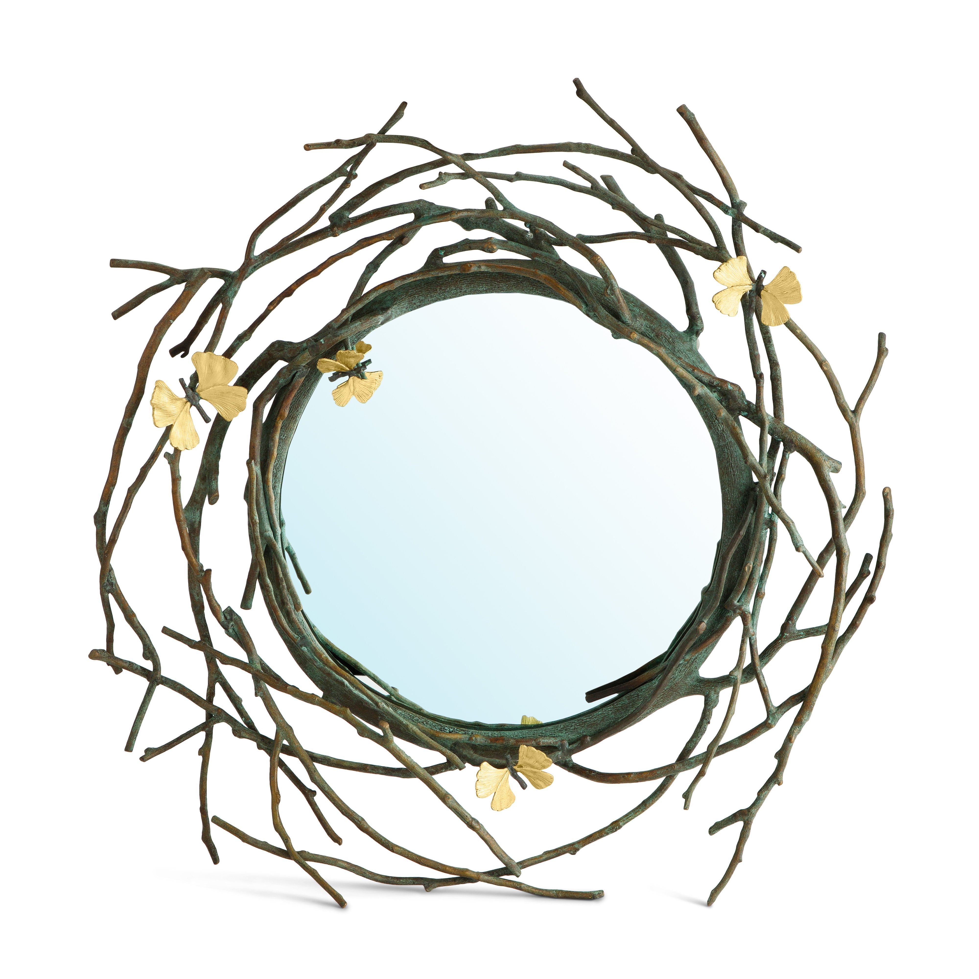 Elegant Butterfly Ginkgo Wall Mirror - Vintage Home Decor for Living Room, Bedroom, or Entryway - Perfect for Boho, Farmhouse & Modern Interior Design Styles