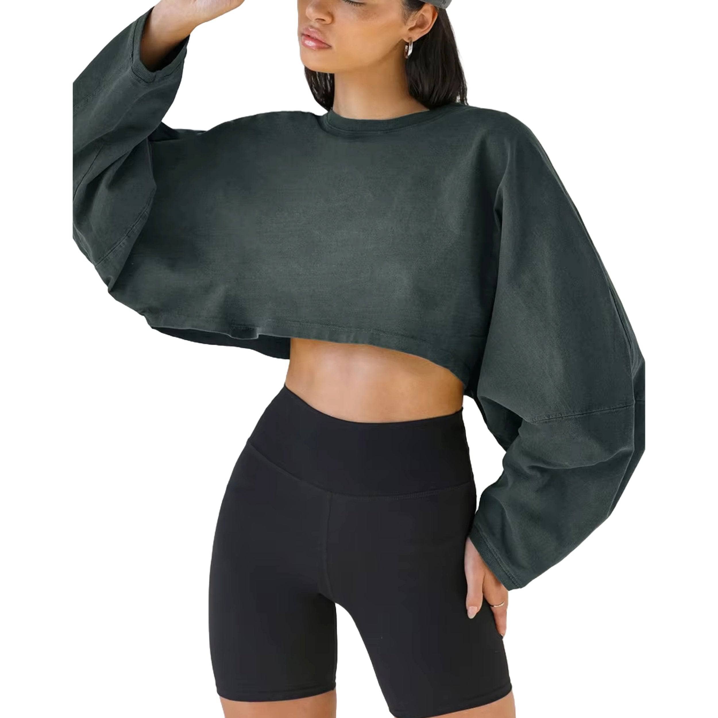 Women's Loose Fit Cropped Sports Tops - Breathable Workout Shirt for Yoga, Running & Gym - Trendy Athletic Wear for Active Lifestyles