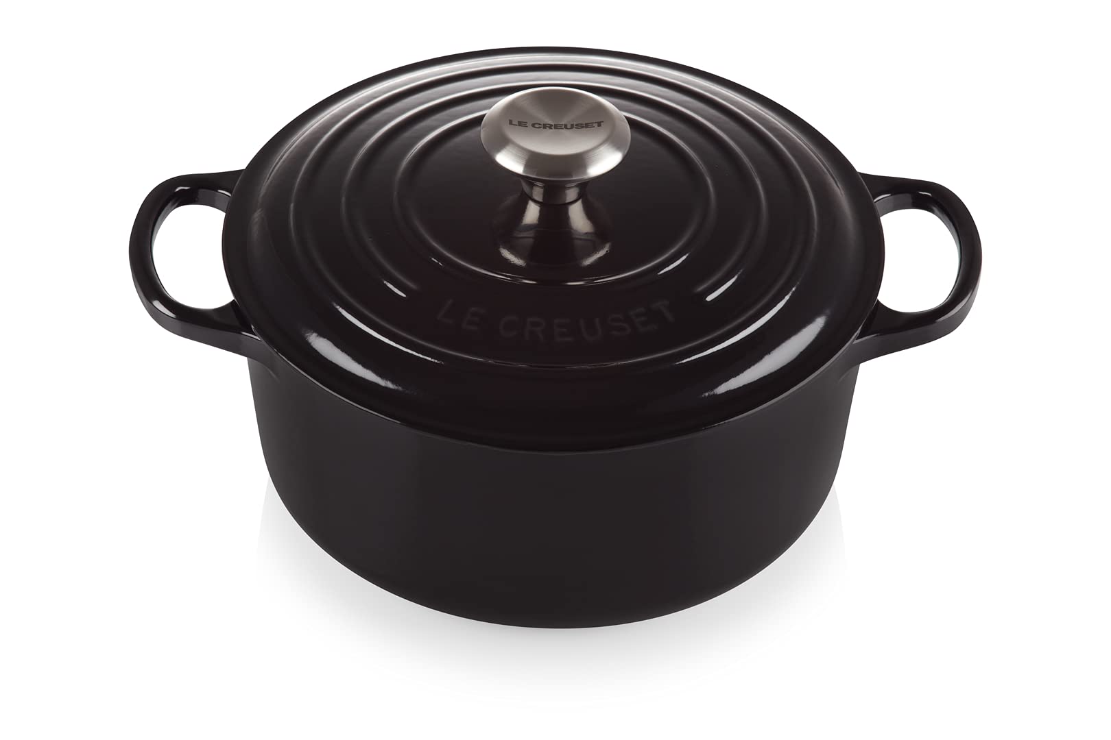 Le Creuset Signature Enameled Cast Iron Dutch Oven 5.5 Quart Round French Oven - Black (LS2501-2631SS) - Perfect for Braising, Baking & Slow Cooking Soups, Stews & Bread
