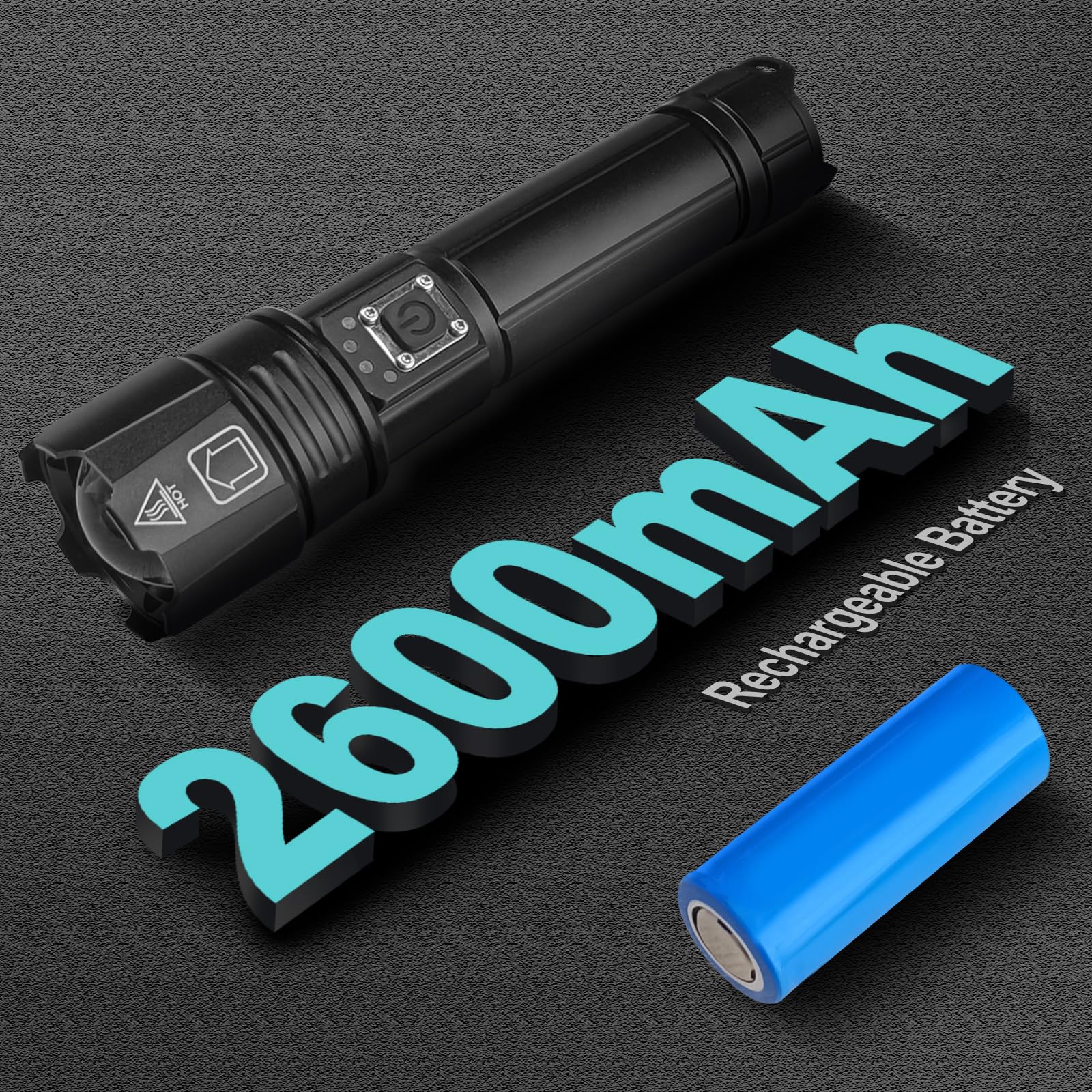 JNGKE 15000 Lumens Rechargeable LED Flashlight - Super Bright Tactical Flashlight with 5 Modes & Zoomable Beam - Waterproof Handheld Light for Camping, Hiking, Emergency, Dog Walking, Power Outages & Outdoor Adventures