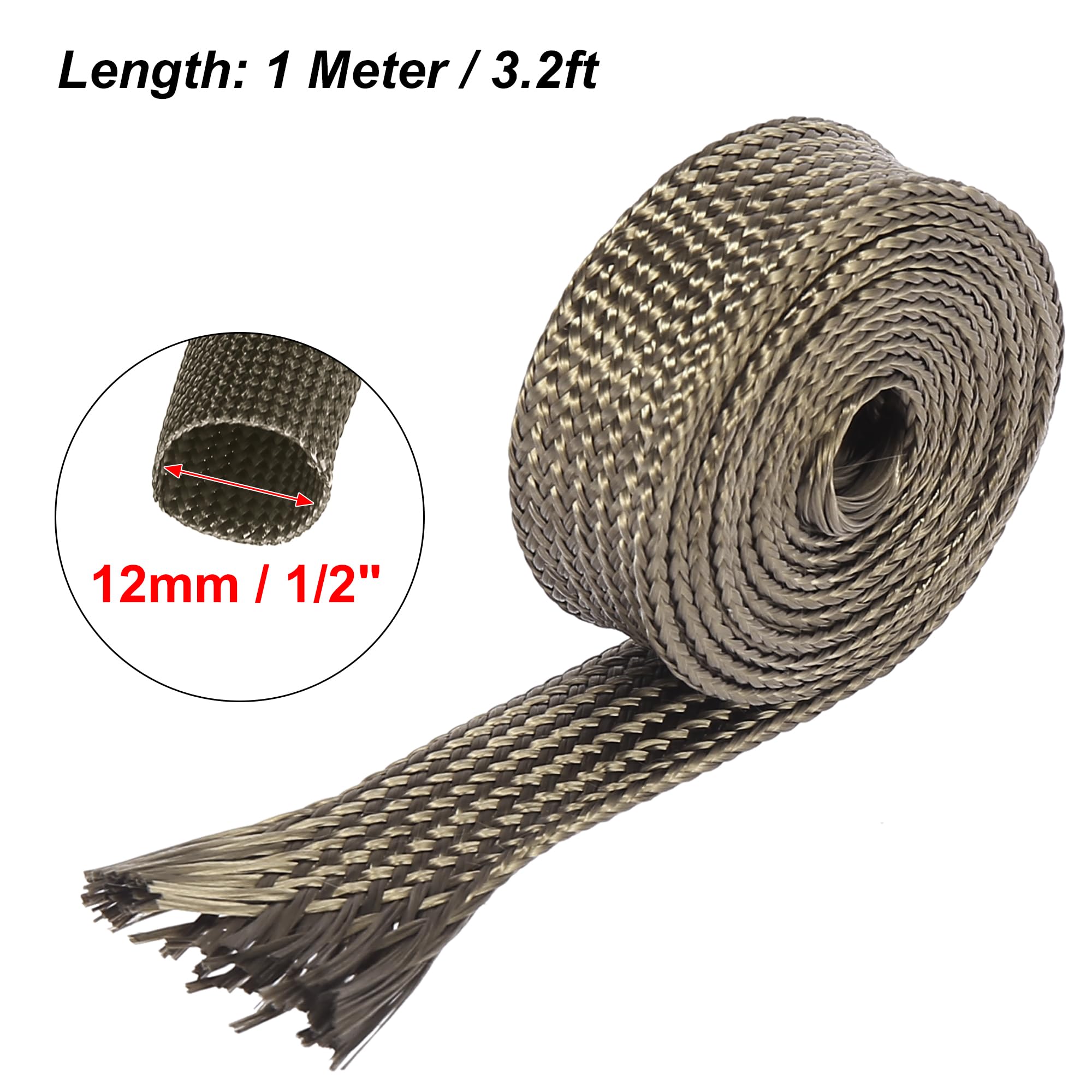 X AUTOHAUX Fiberglass Heat Shield Sleeve - High Temperature Wire Protection (3.2ft, 12mm/1/2