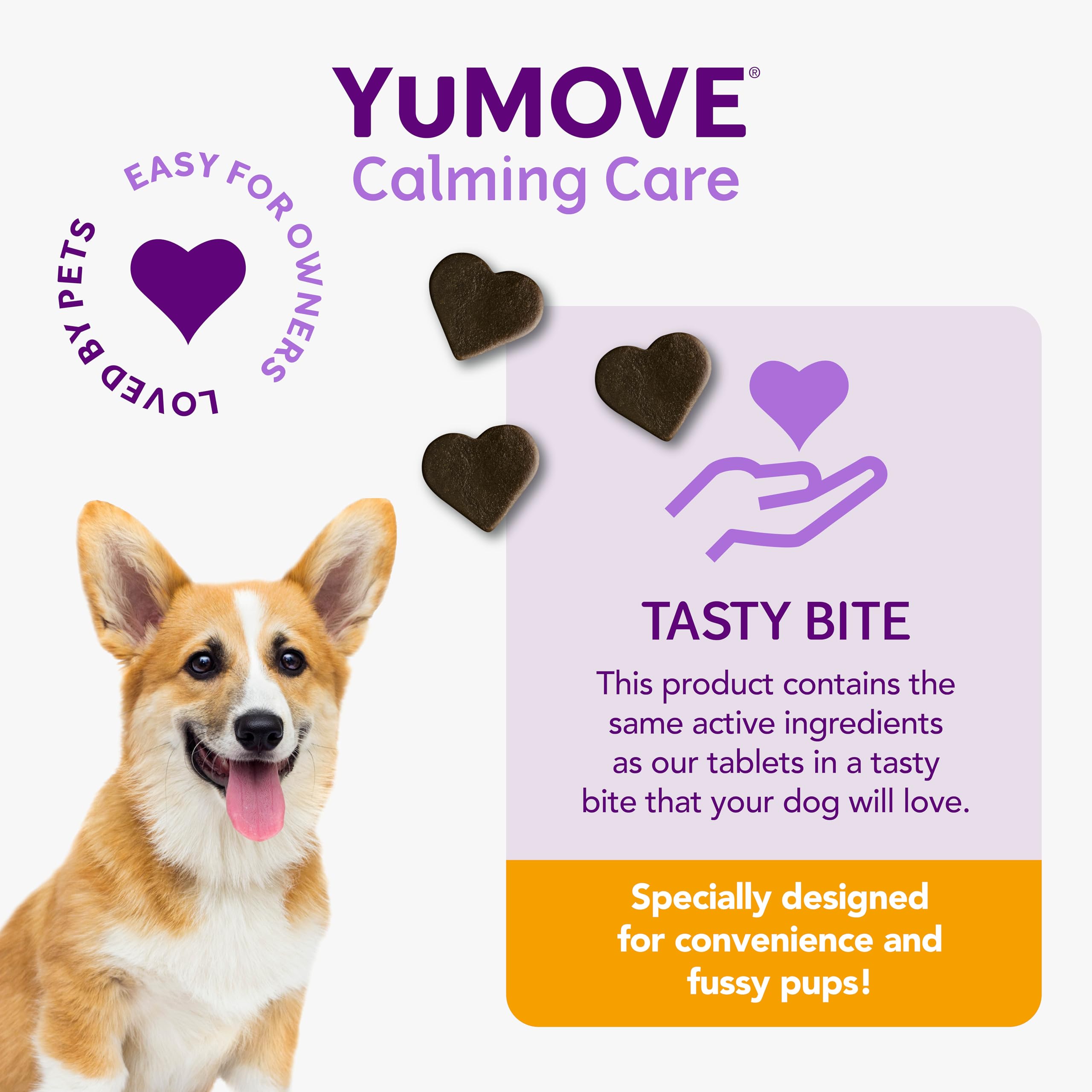YuMOVE Calming Care Dog Anxiety Relief Chews - Stress & Nervousness Supplements for Small Dogs, 30 Tasty Treats (1 Month Supply) - Perfect for Travel, Vet Visits & Fireworks Anxiety