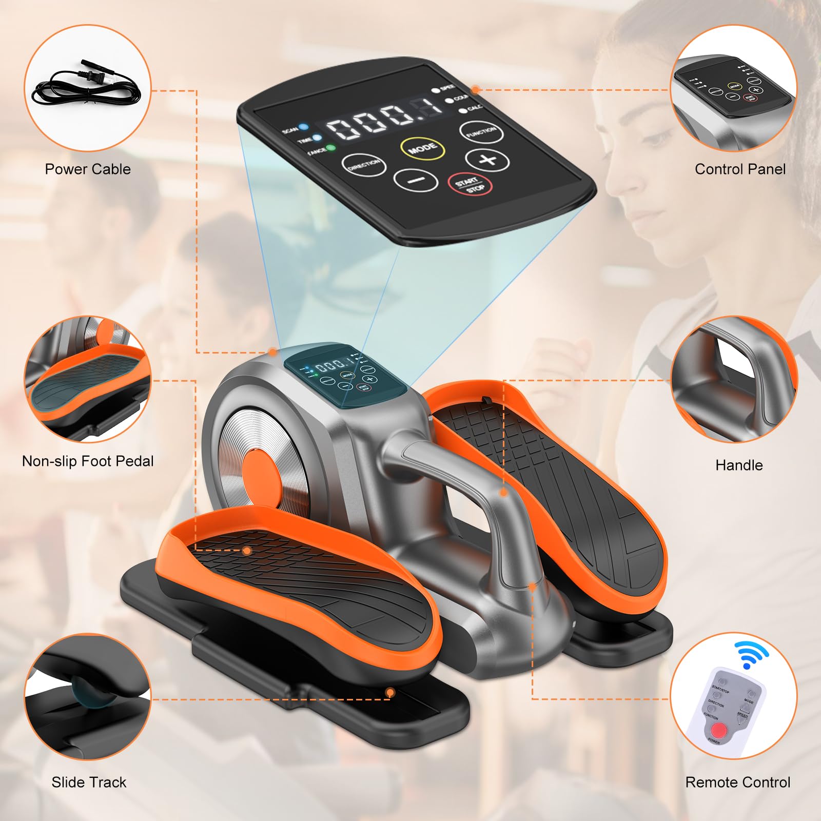 Under Desk Elliptical Machine - Quiet Portable Electric Seated Pedal Exerciser with Display Monitor, Remote Control & 12 Adjustable Speeds for Seniors and Adults | Home & Office Workout Equipment for Leg Exercise While Sitting
