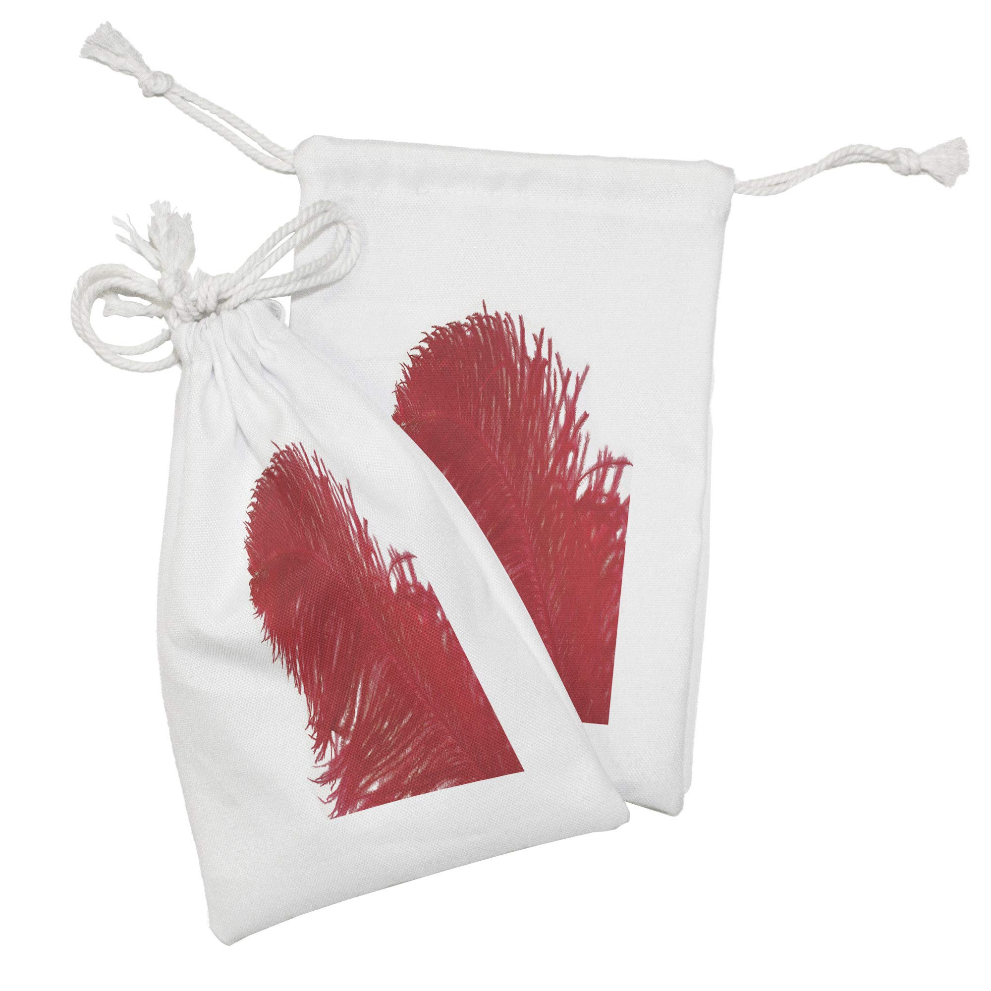 Ambesonne 2-Pack Feather Fabric Drawstring Pouches - Ostrich Fluff Feminine Design, Small 9