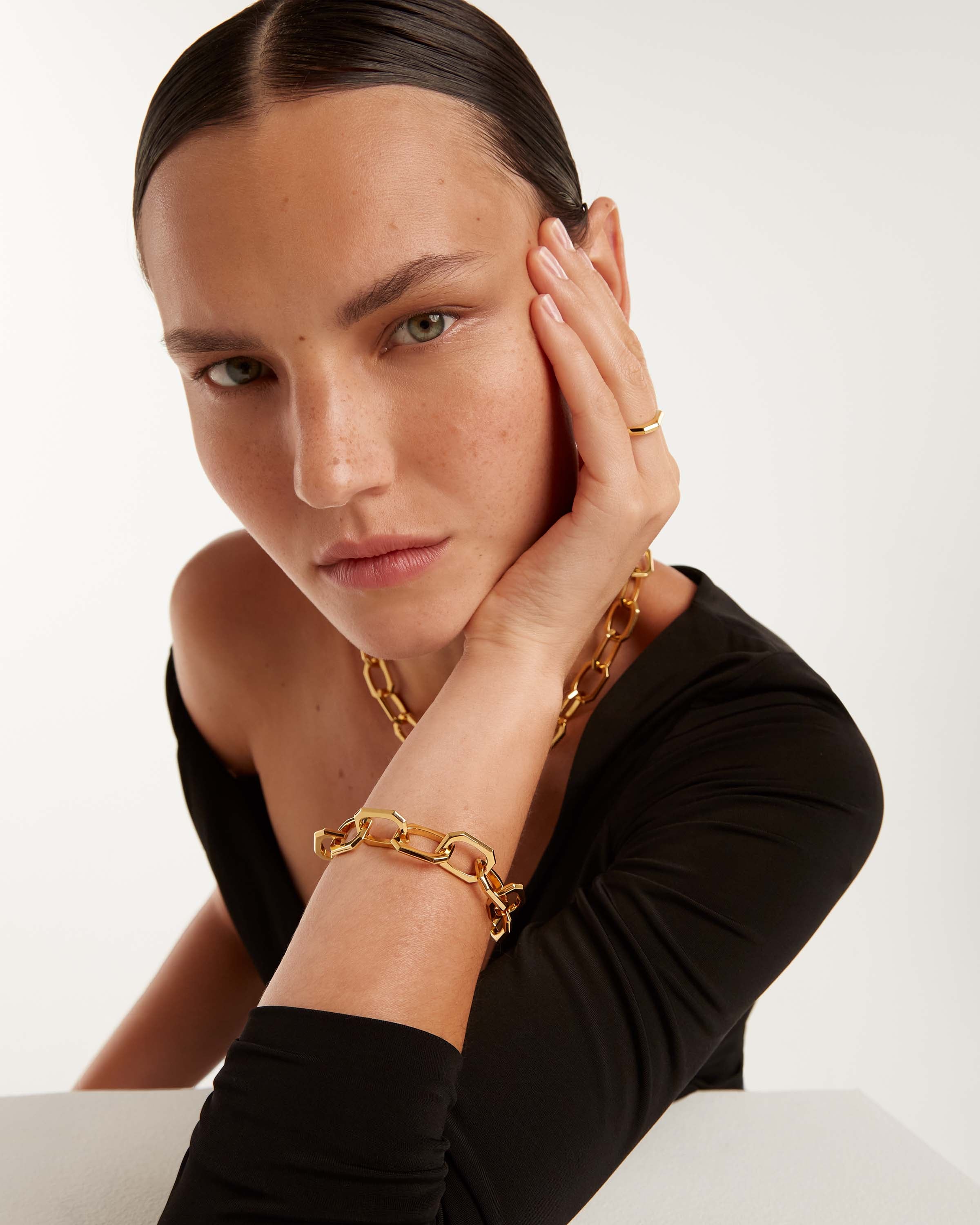 Stylish Large Signature Chain Bracelet for Women - Trendy Gold & Silver Fashion Jewelry - Perfect for Parties, Weddings & Everyday Wear