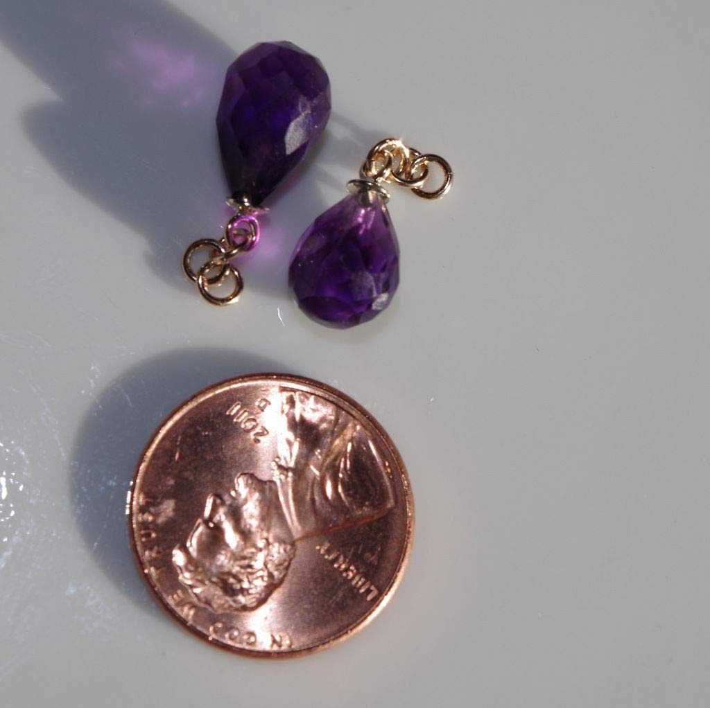 Handmade Vintage 14K Gold 20mm Micro Faceted African Amethyst Drop Earrings - Elegant Dangle Ear Jackets for Women, Perfect for Weddings, Parties & Special Occasions