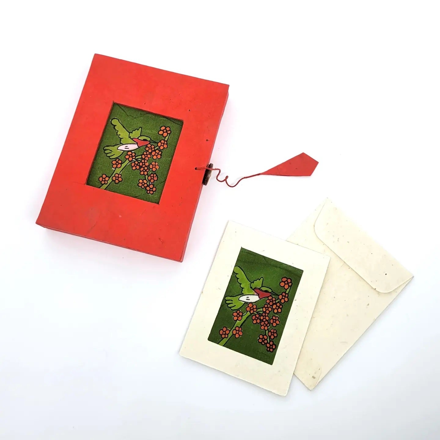 Batik Box and Mini Card Set with Hummingbird Design - Perfect for Gifts, Home Decor, and Party Favors