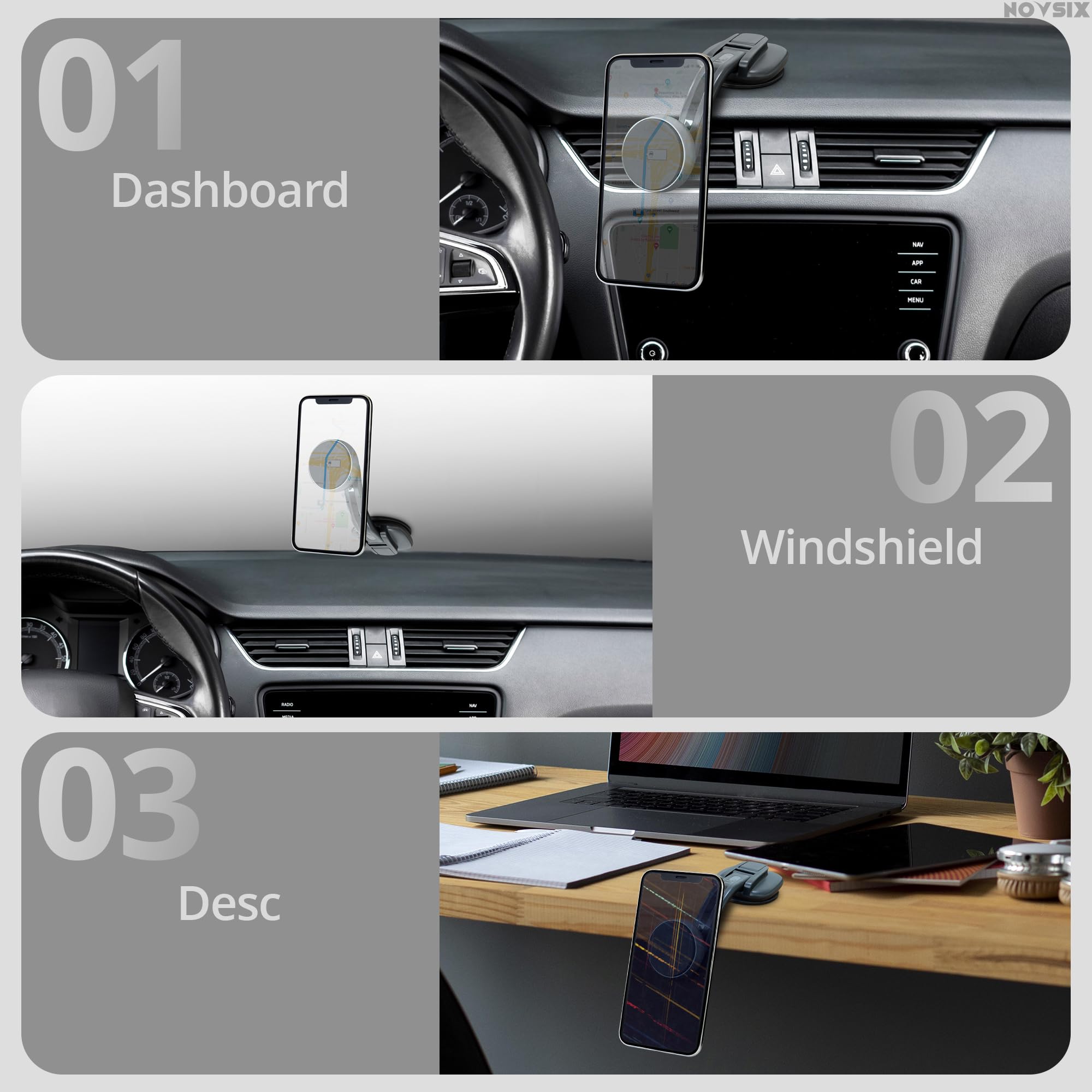 Best Magnetic Phone Holder for Car - Universal Dashboard & Vent Mount for iPhone 13/15 Pro Max - Strong Car Phone Mount for Safe Driving | Perfect for Commuting, Road Trips & GPS Navigation