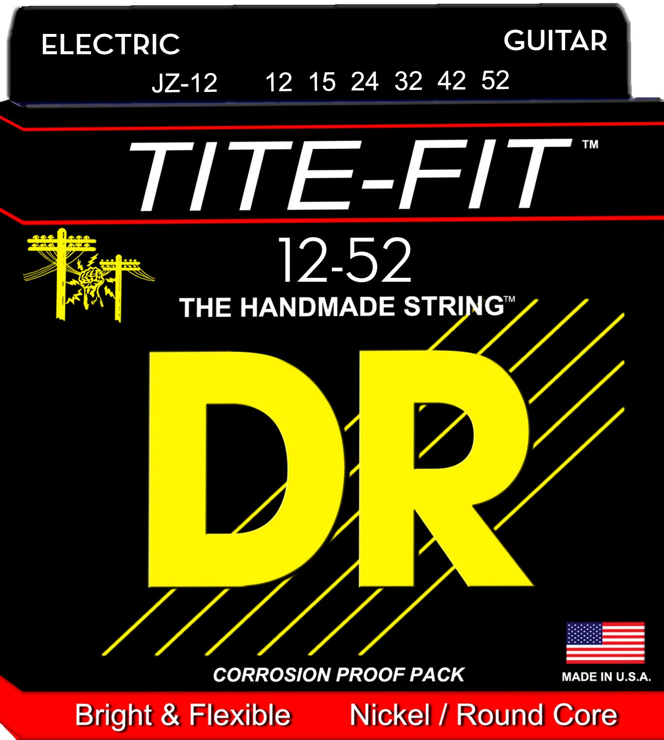 DR Strings Tite Fit Electric Round Core 12-52 Guitar Strings - Premium Nickel Wound for Rock & Metal - Perfect for Live Performances & Studio Recording