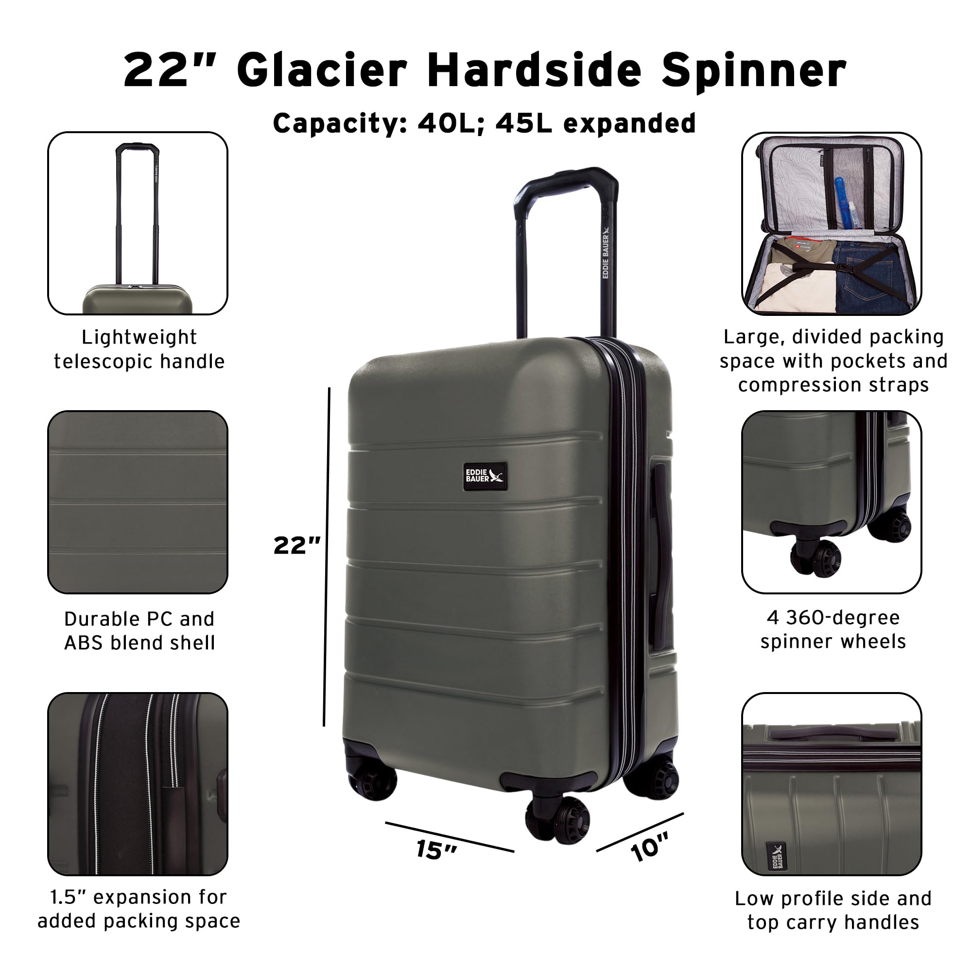 Eddie Bauer Glacier Hardside Luggage 22