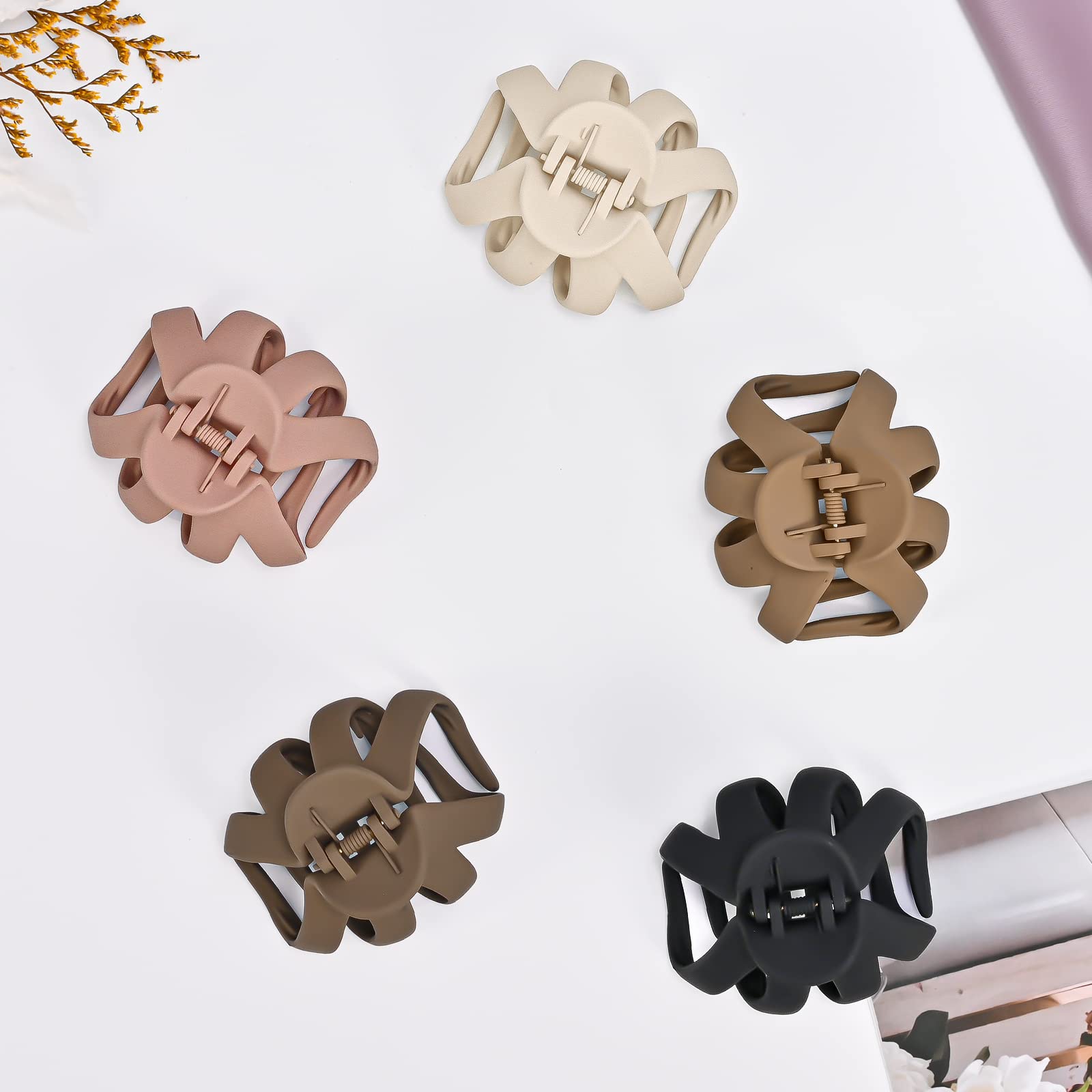 Lolalet Octopus Hair Claw Clips 5 Pack - Non-Slip Jaw Clips for Thick, Curly & Long Hair - Medium Hair Clamps with Wide Grip for Women (Style B) - Perfect for Workouts, Beach & Everyday Styling