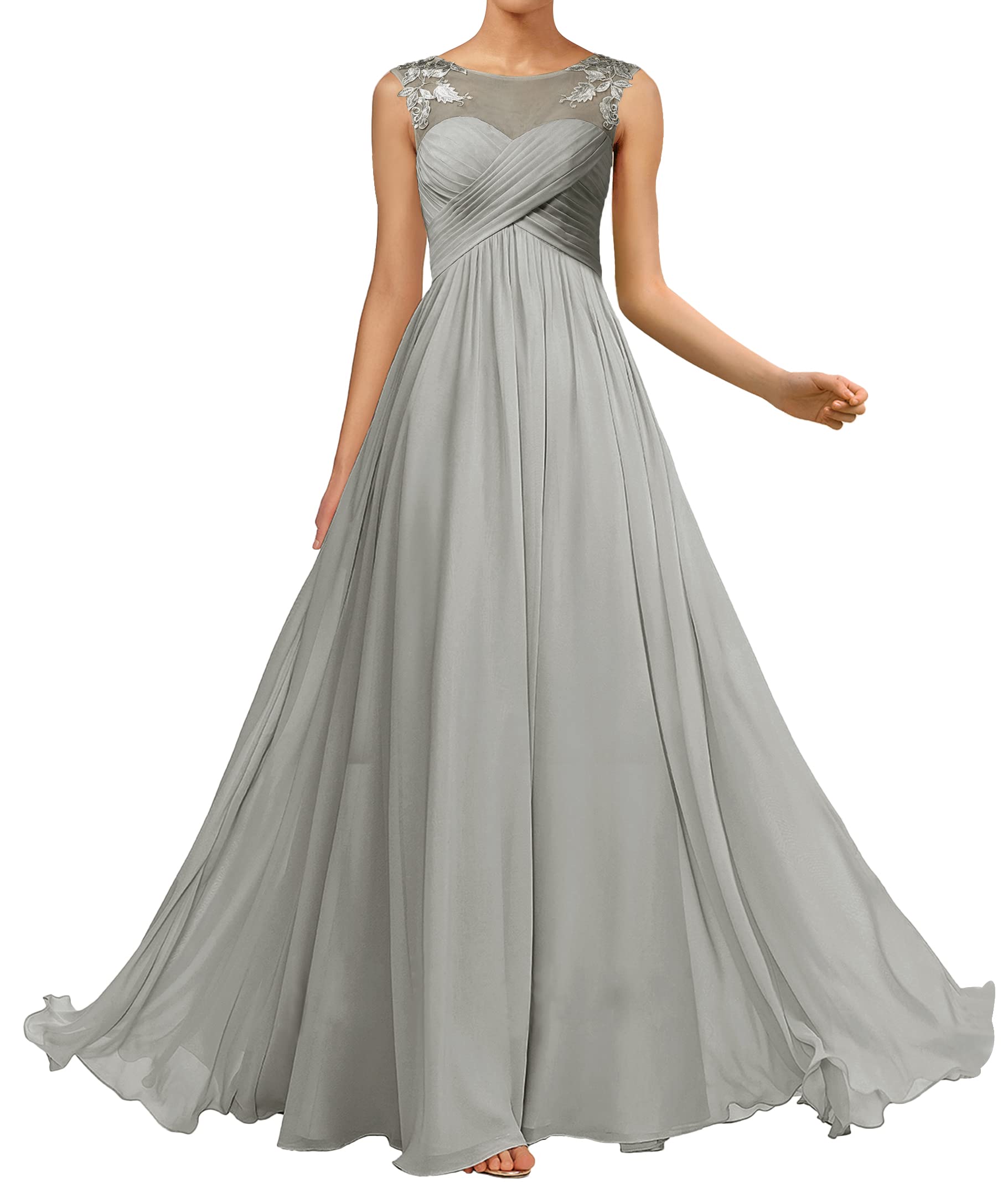 Elegant Long Chiffon Bridesmaid Dresses with Lace & Pleated Details - Formal Wedding Guest Evening Gowns for Bridal Party, Prom & Special Occasions